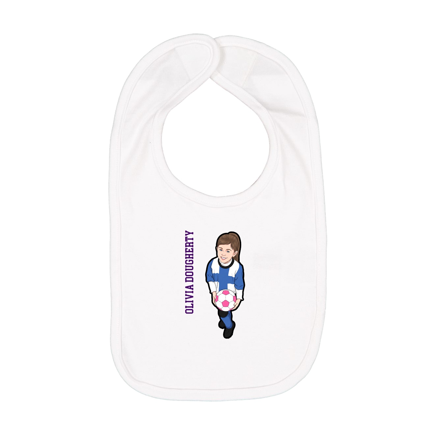 Infant Bib — Name Vertical in White
