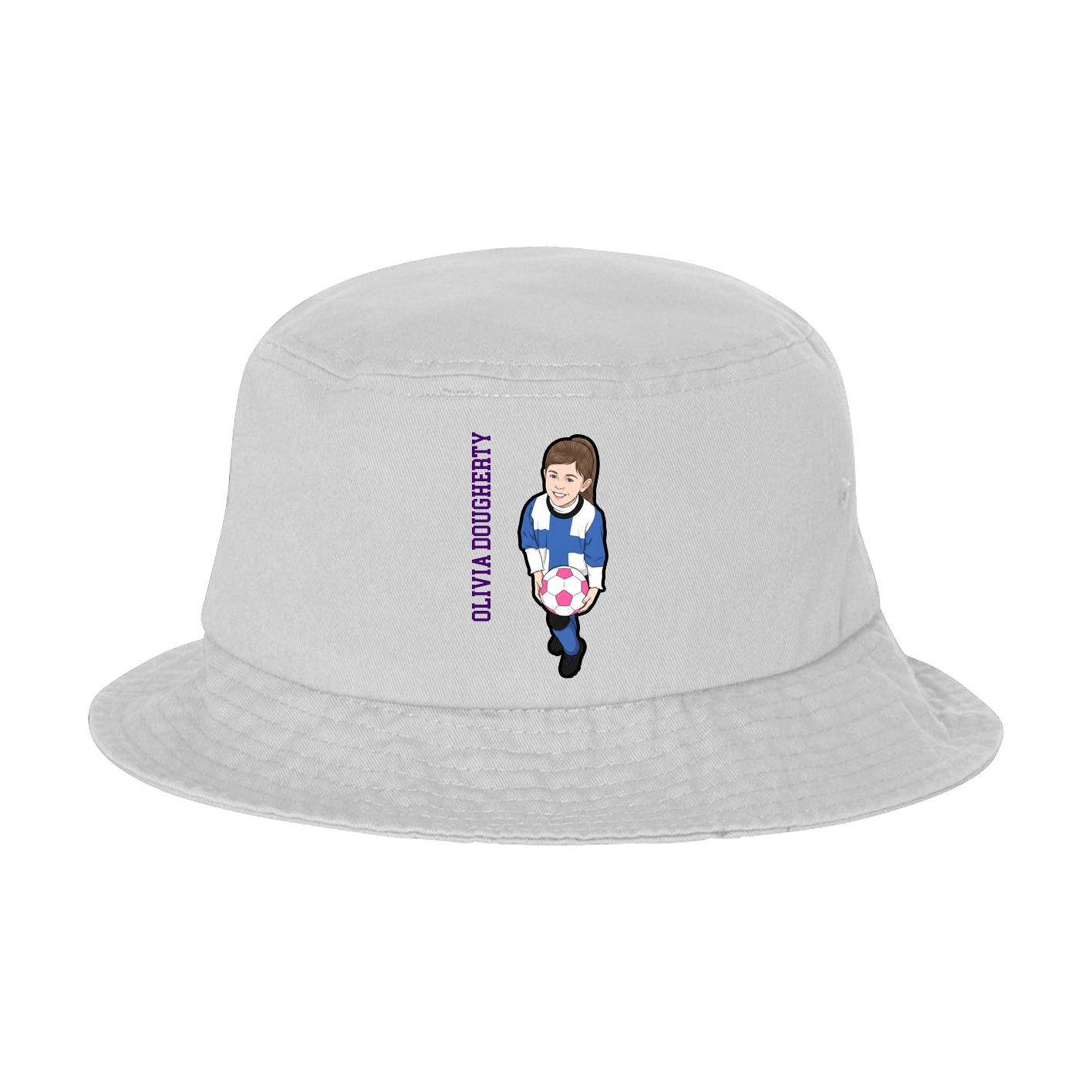 Bucket Cap — Name Vertical in White