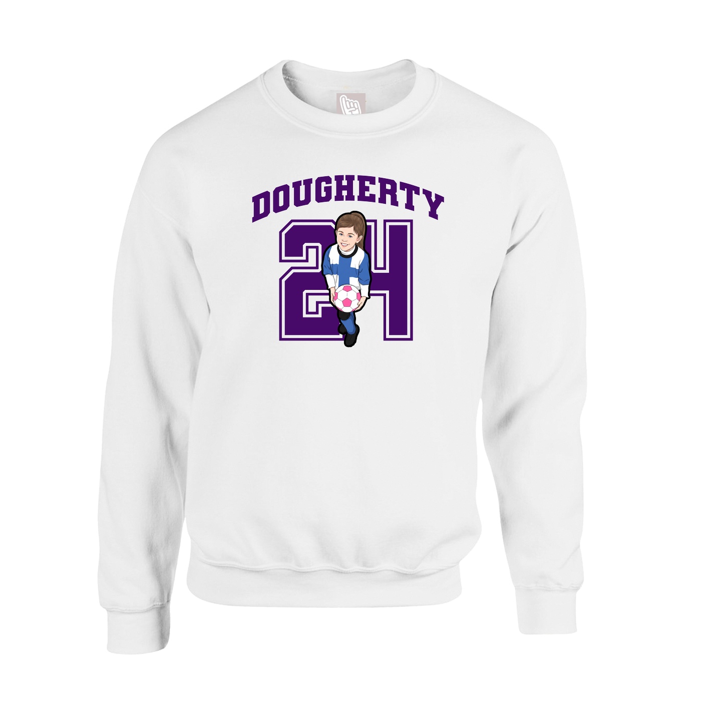 Fleece Crew — Number in White