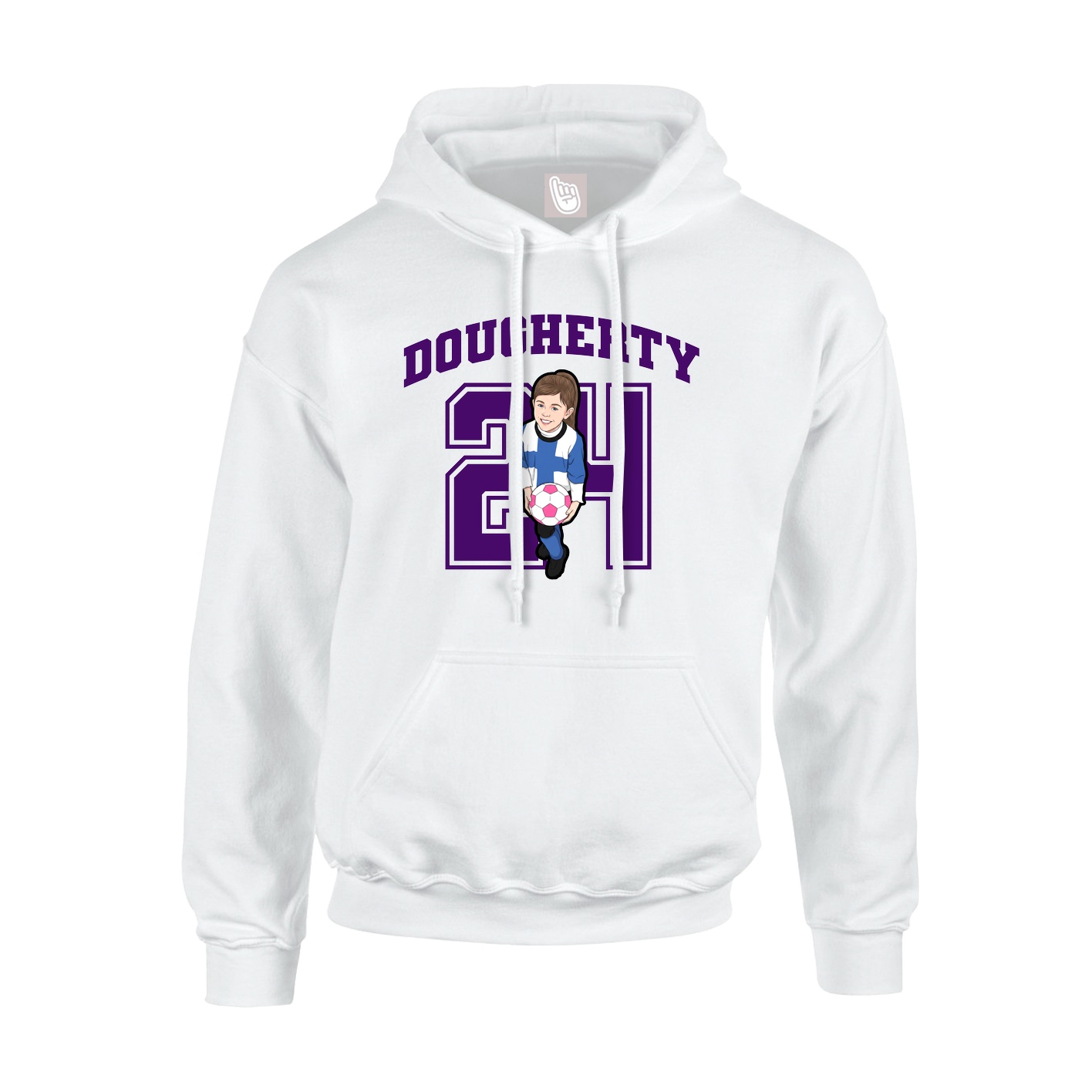 Youth Hoodie — Number in White