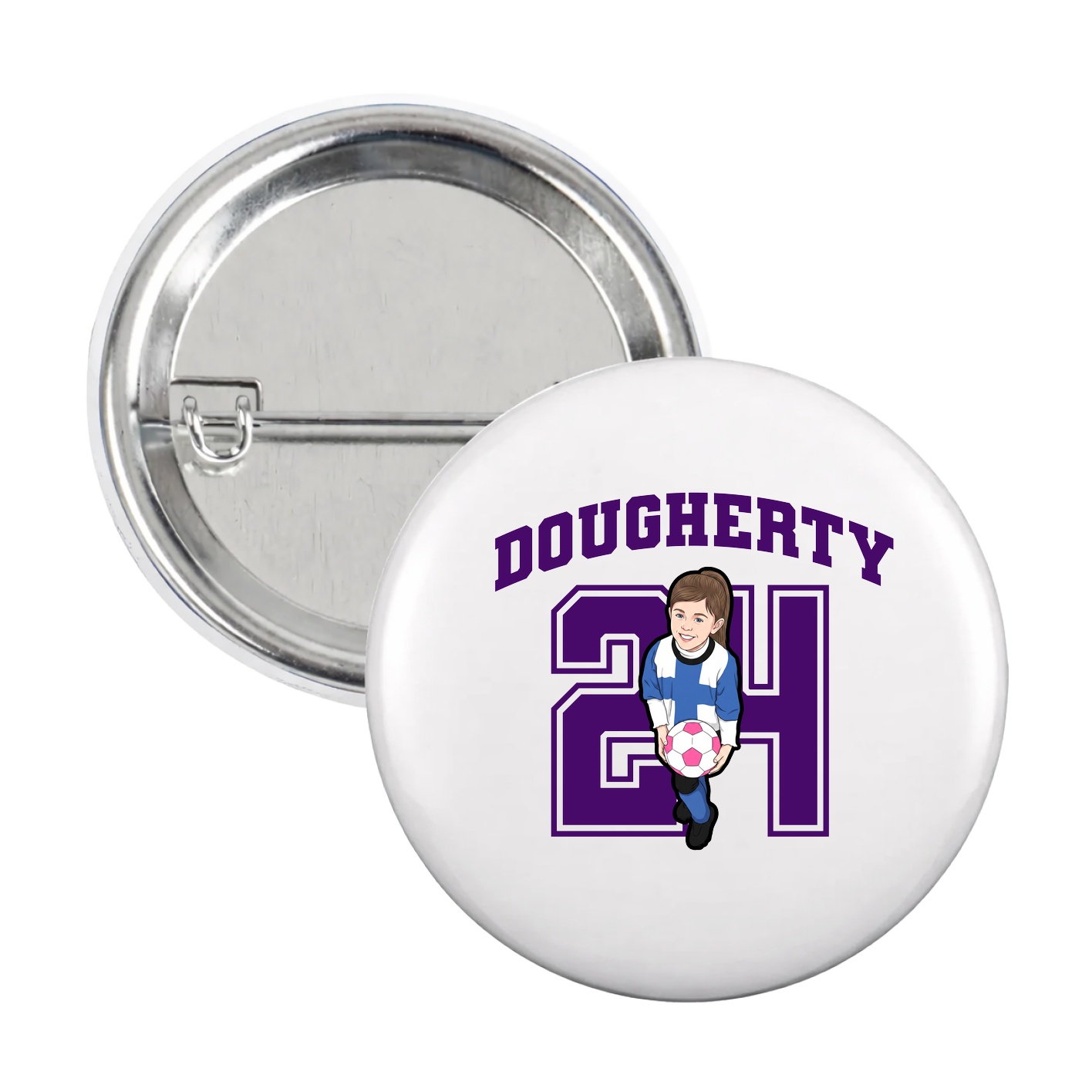 Game Day Button — Number in White