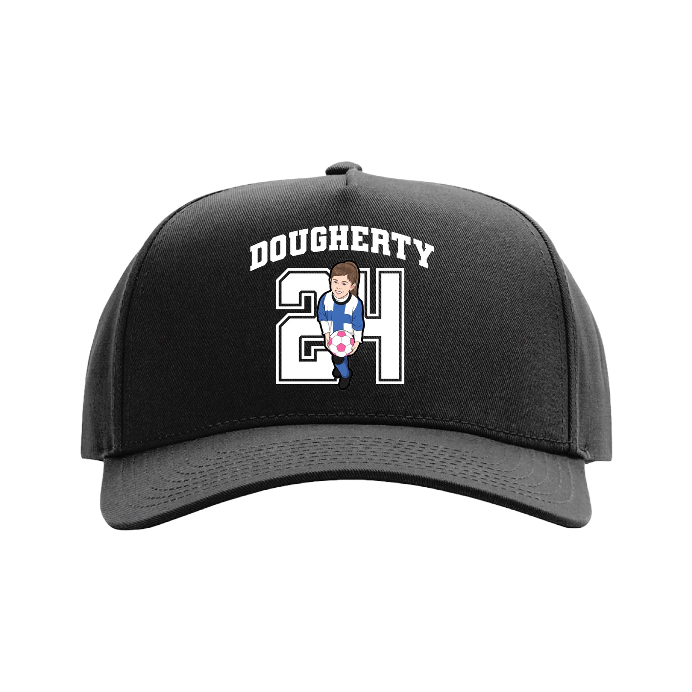 Full Fabric Five-Panel Champ Cap — Number in Black