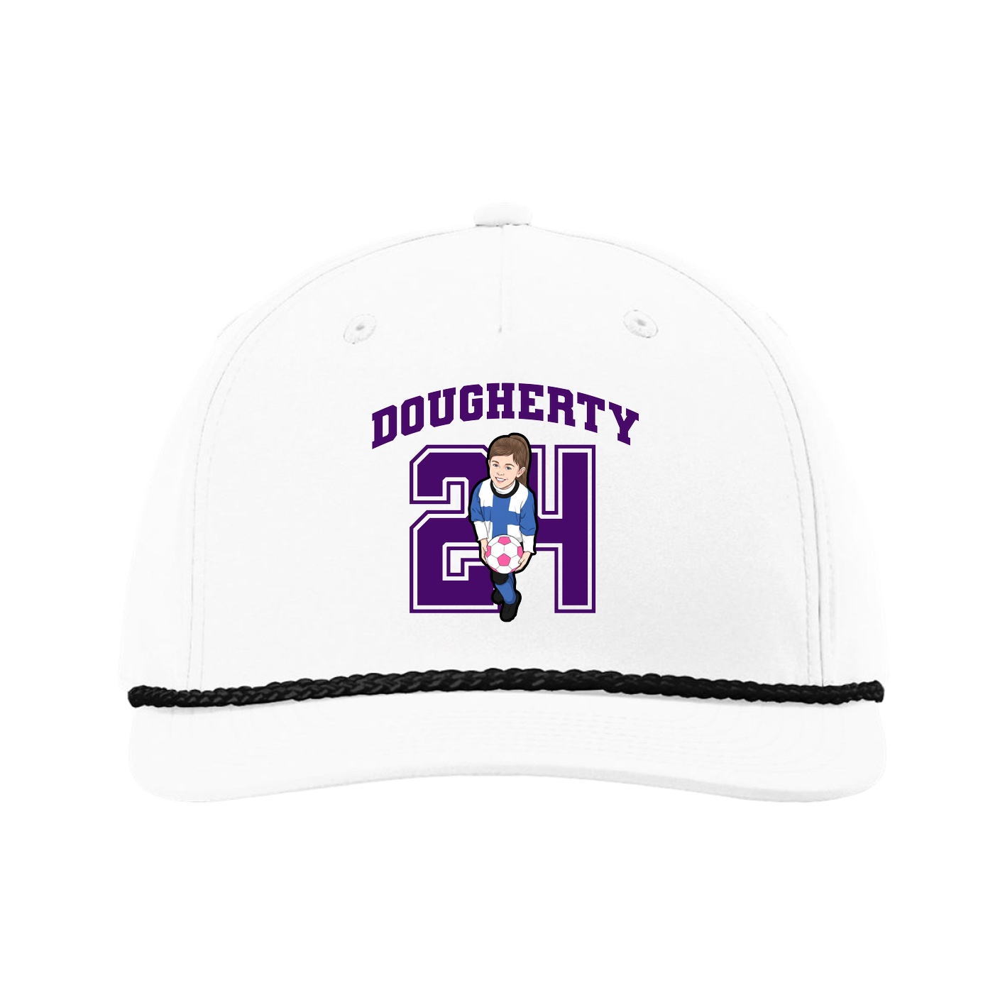 Five-Panel Classic Rope Cap — Number in White