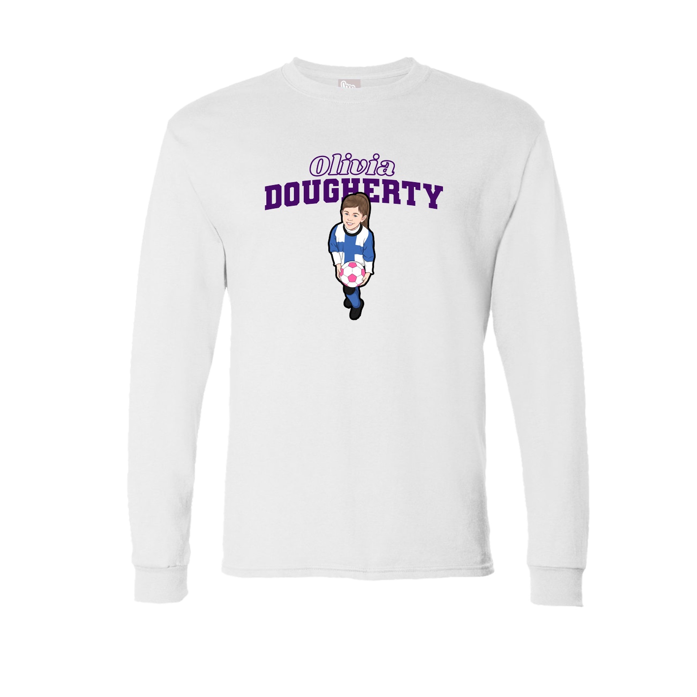 Long Sleeve Tee — Name Arch in White