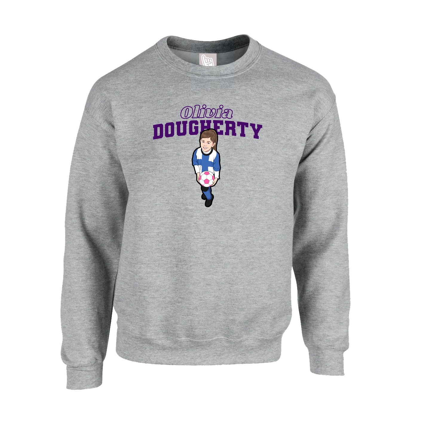 Fleece Crew — Name Arch in Grey