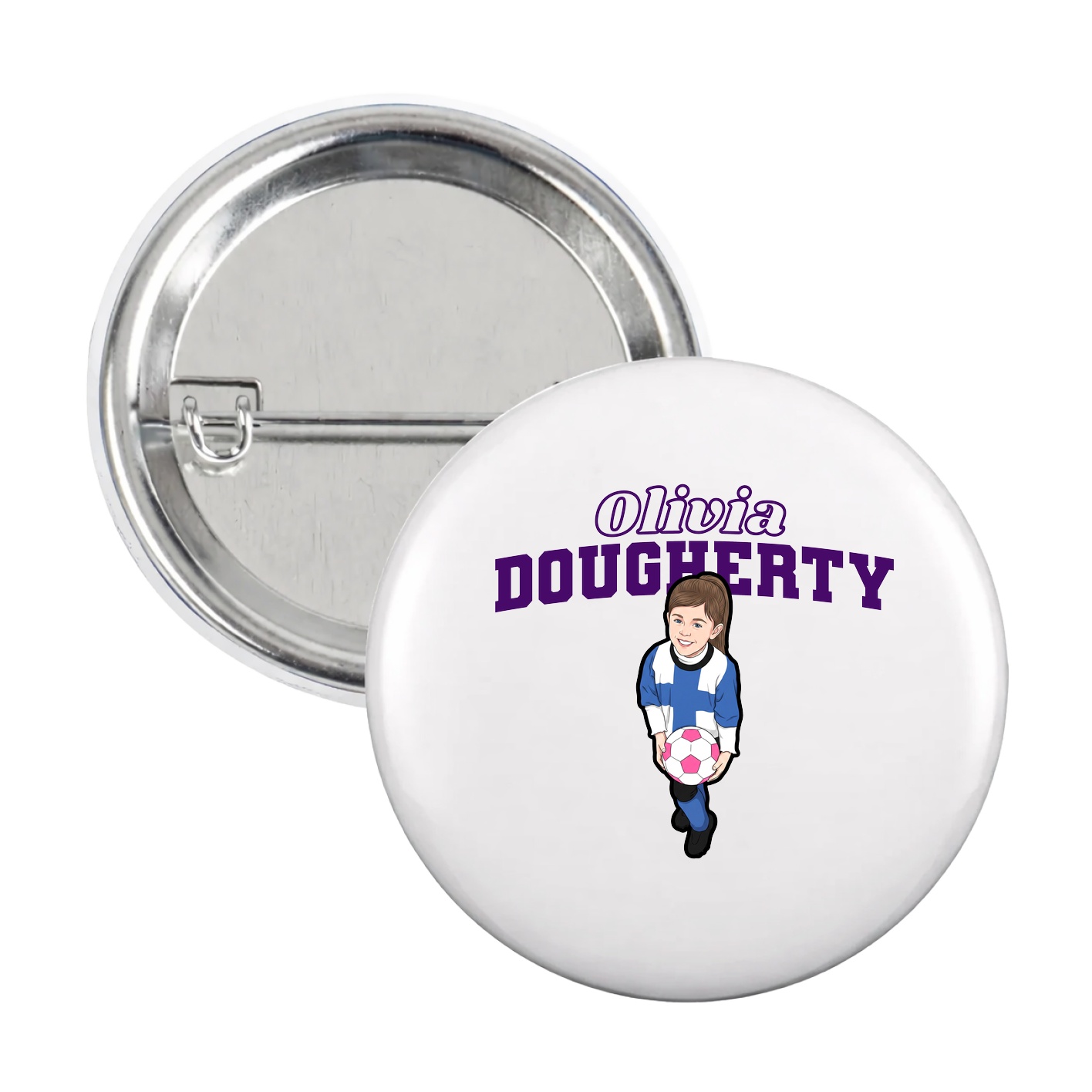 Game Day Button — Name Arch in White