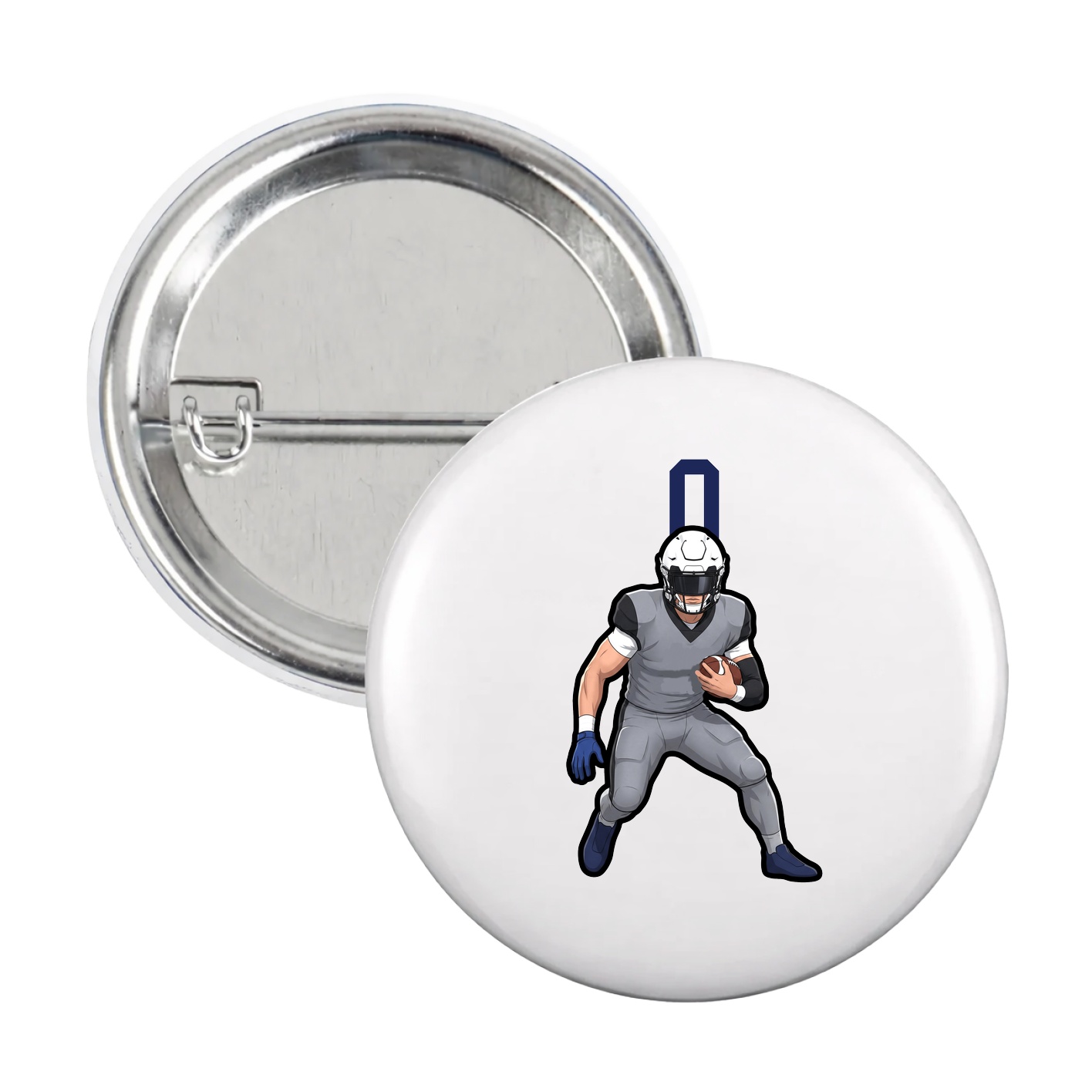 Game Day Button — Number Top in White