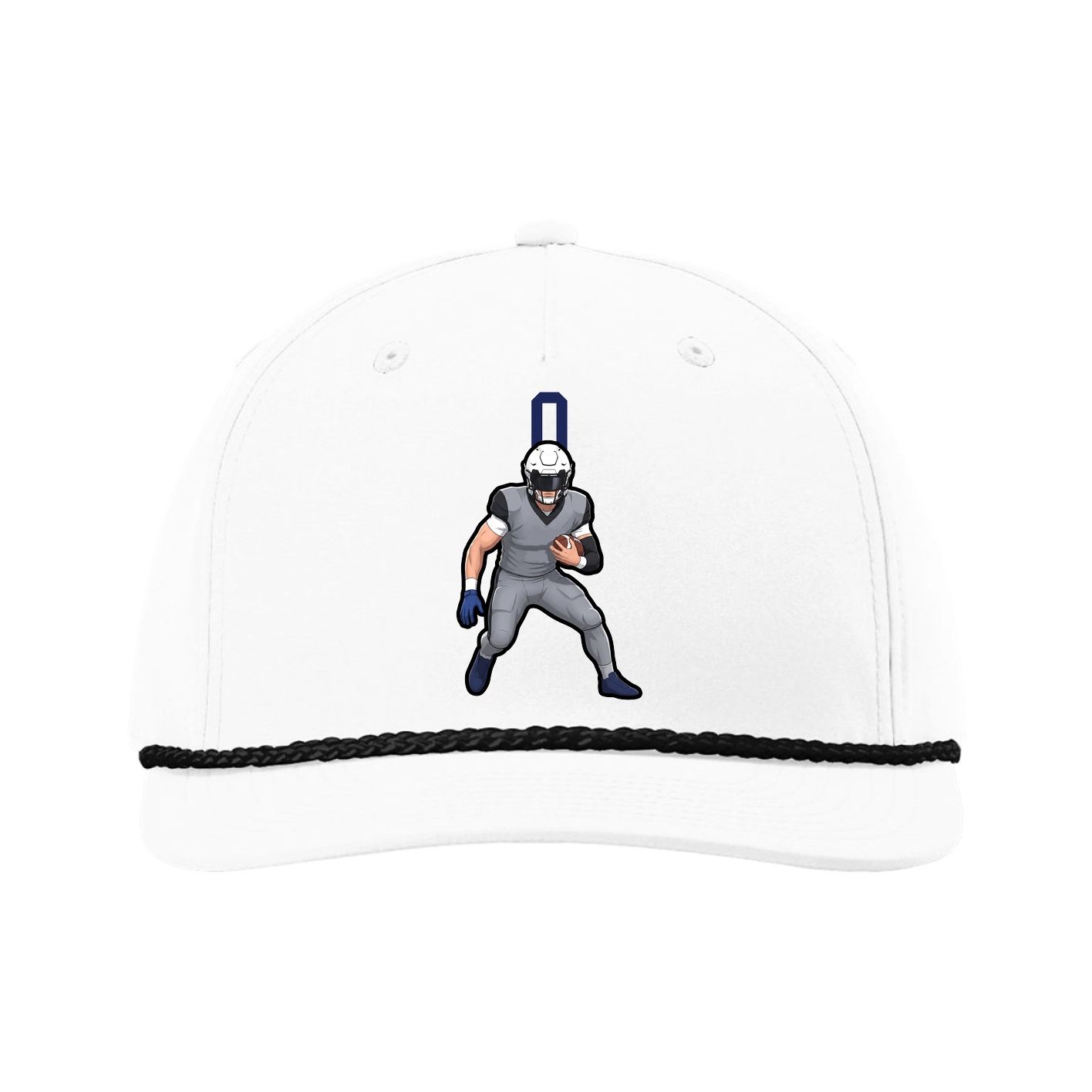 Five-Panel Classic Rope Cap — Number Top in White
