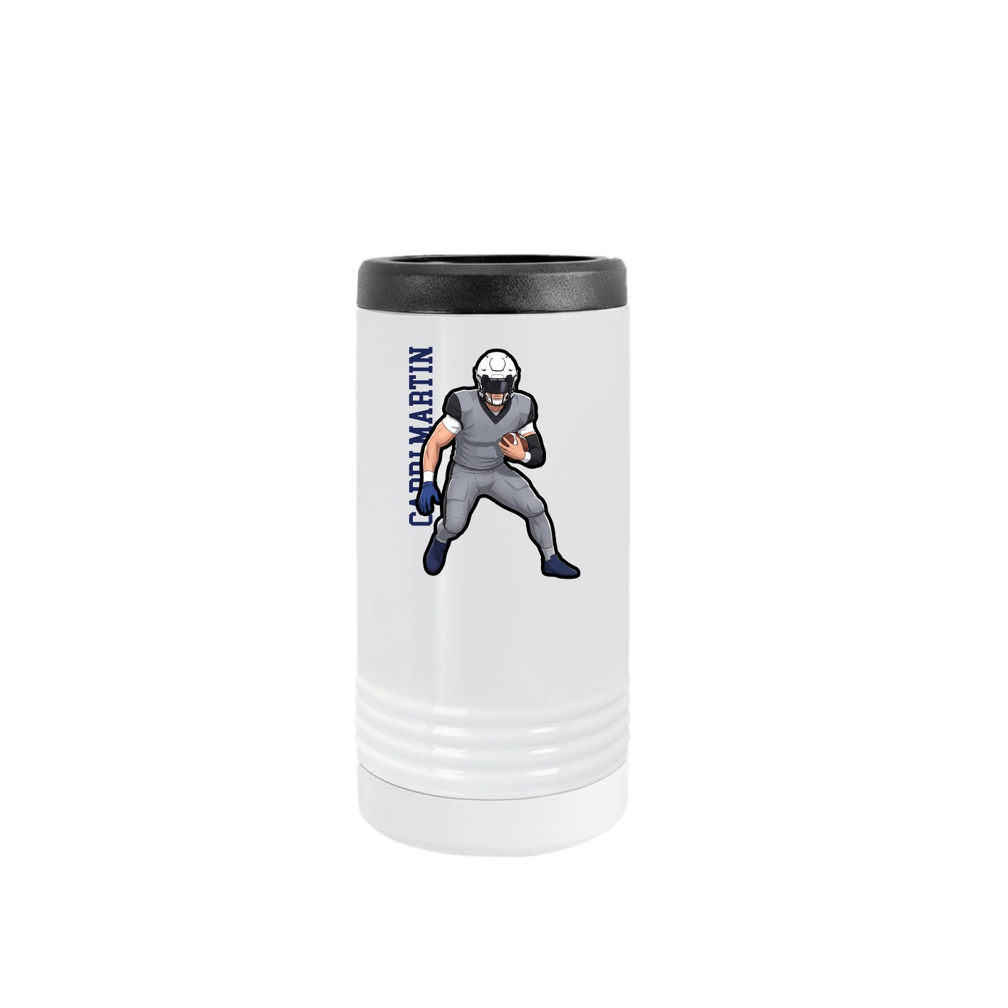 Slim Beverage Holder — Name Vertical in White