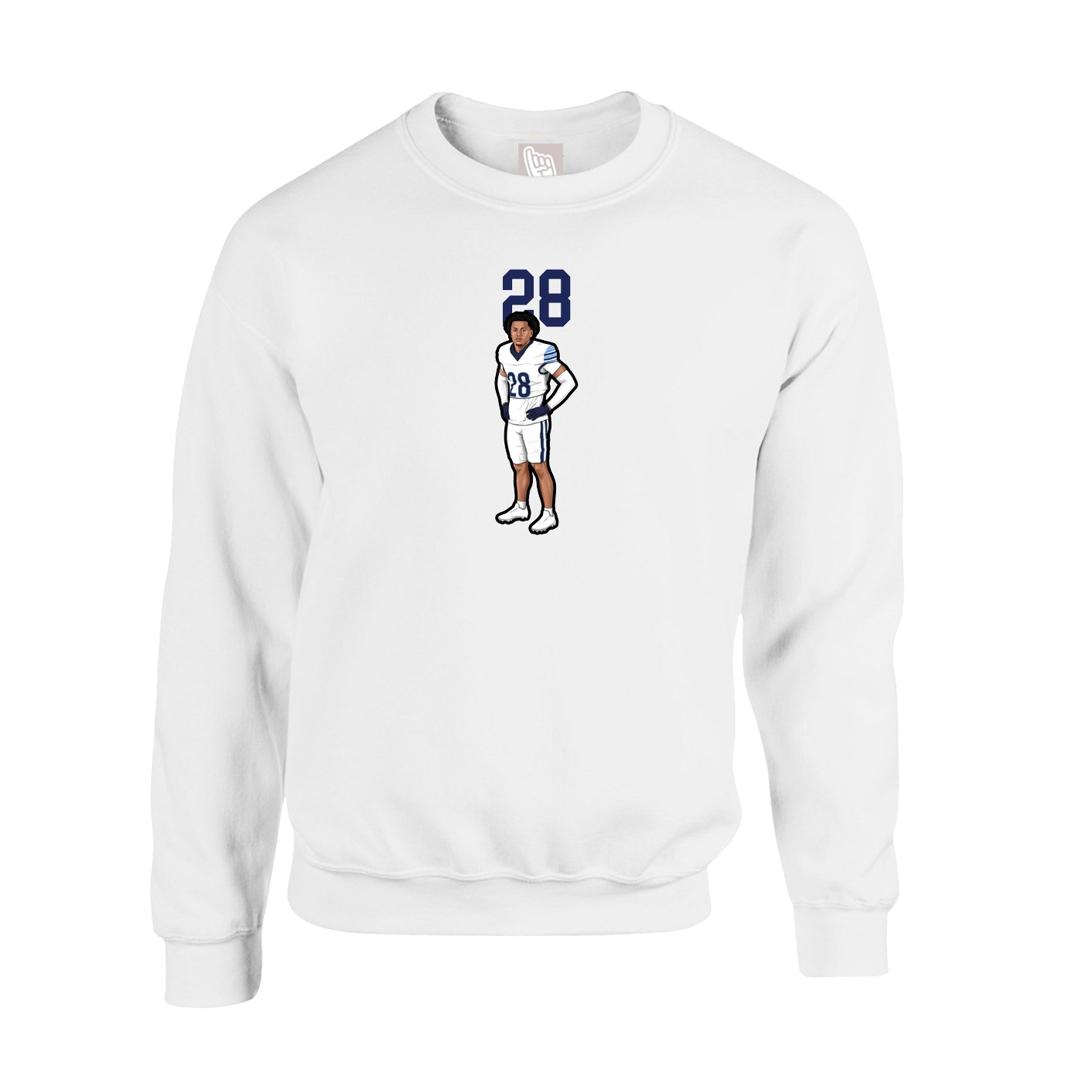 Fleece Crew — Number Top in White