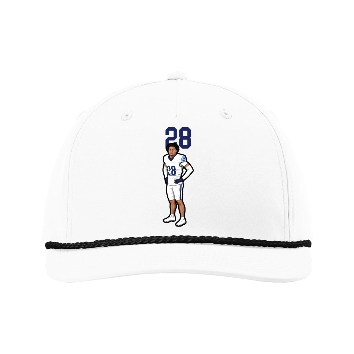 Five-Panel Classic Rope Cap — Number Top in White