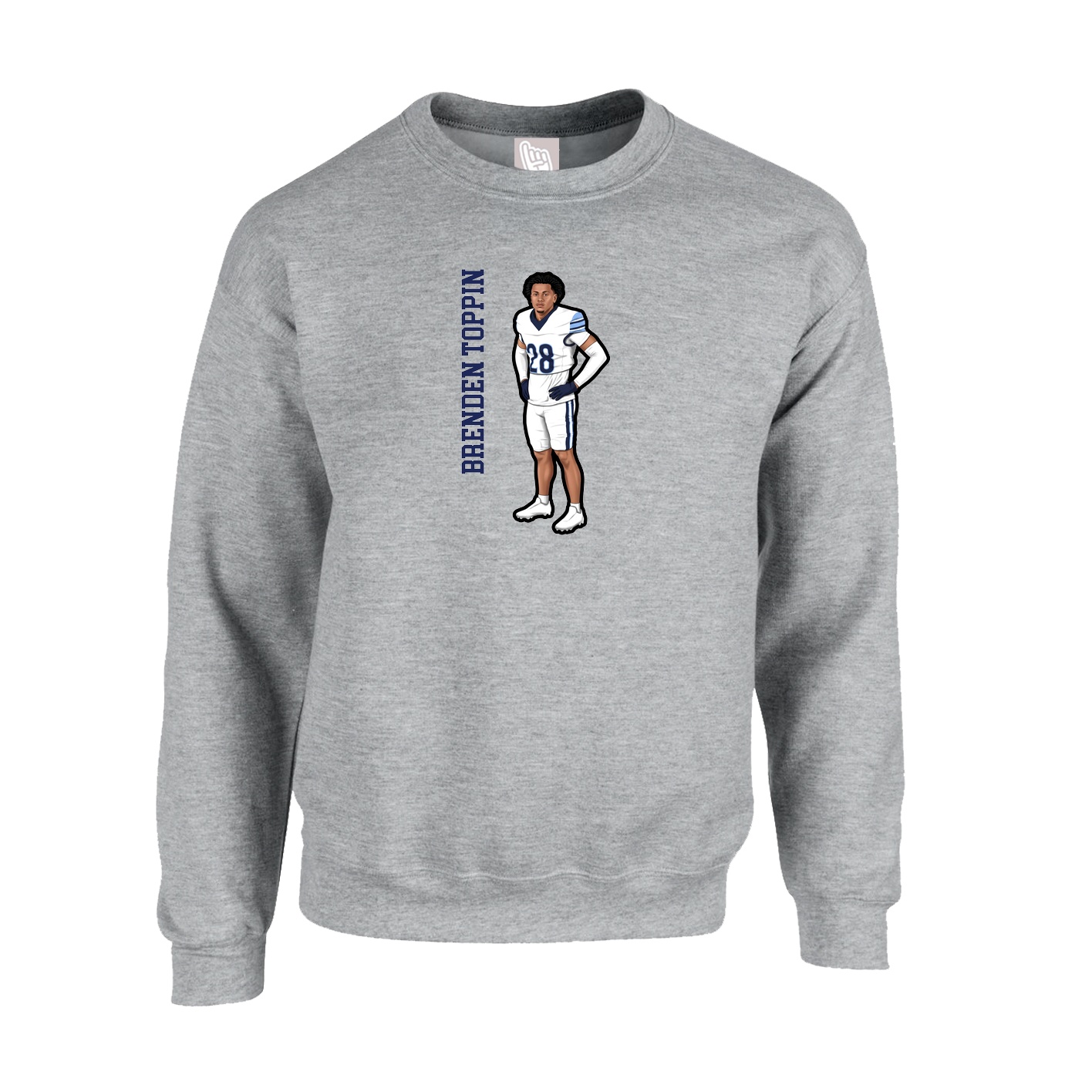 Fleece Crew — Name Vertical in Grey