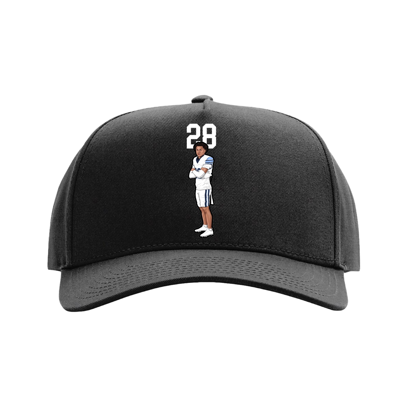 Full Fabric Five-Panel Champ Cap — Number Top in Black
