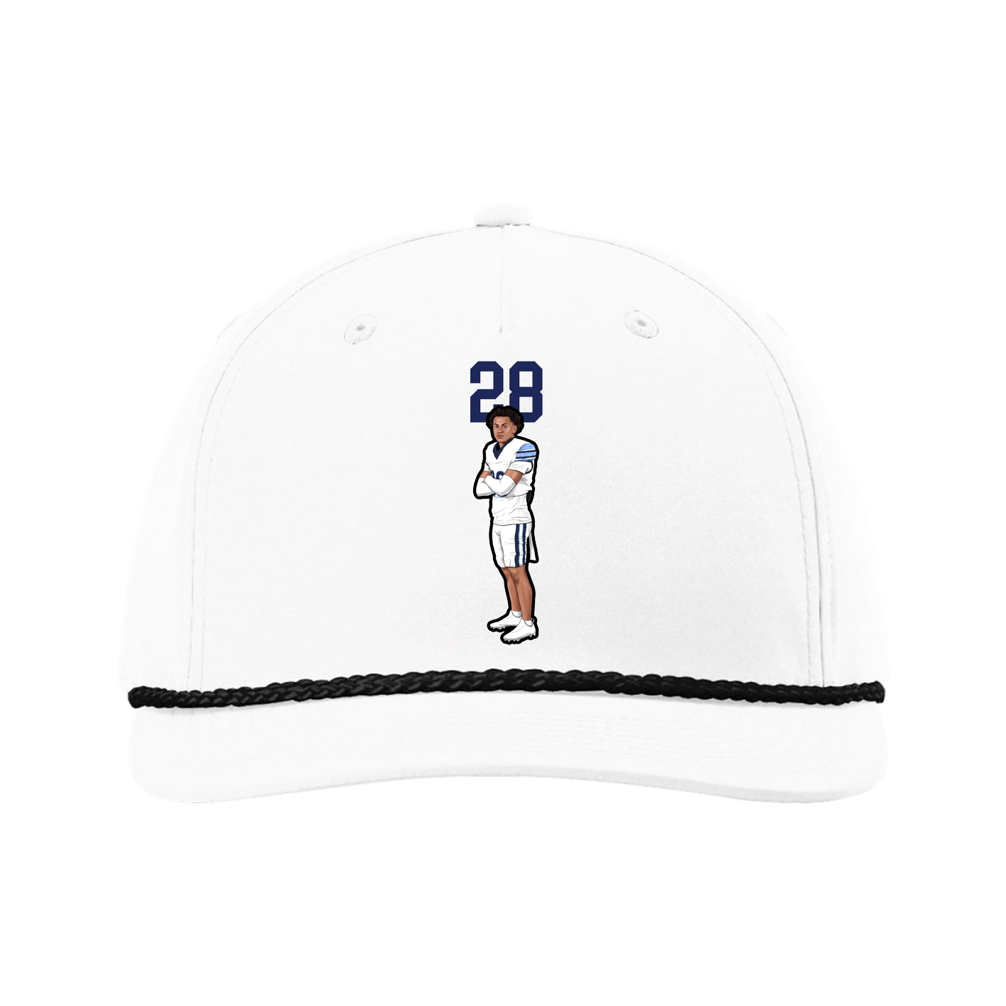 Five-Panel Classic Rope Cap — Number Top in White