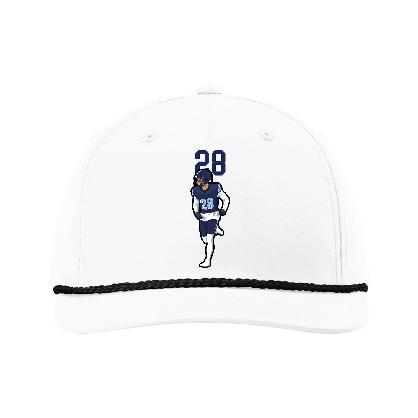 Five-Panel Classic Rope Cap — Number Top in White