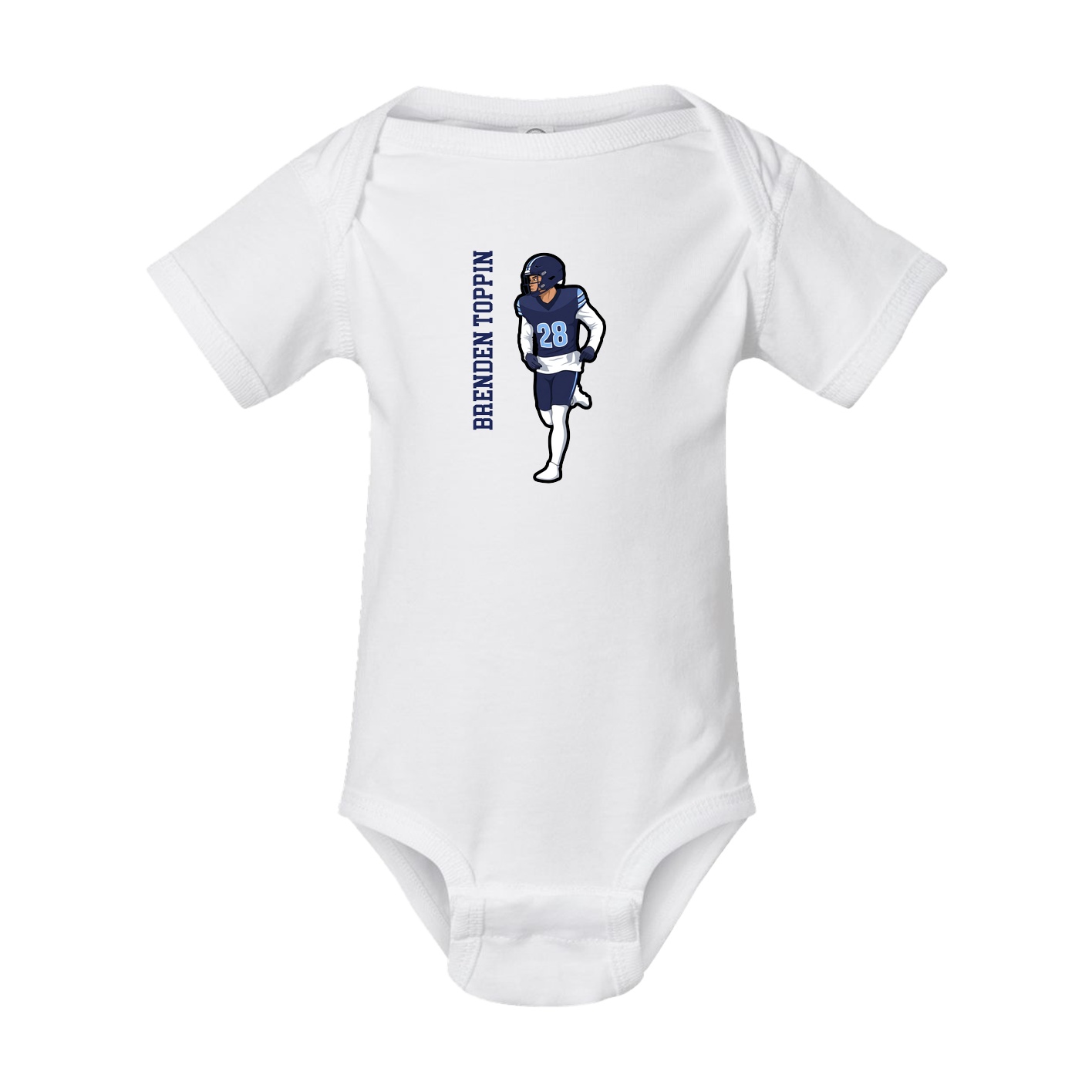 Baby Onesie — Name Vertical in White