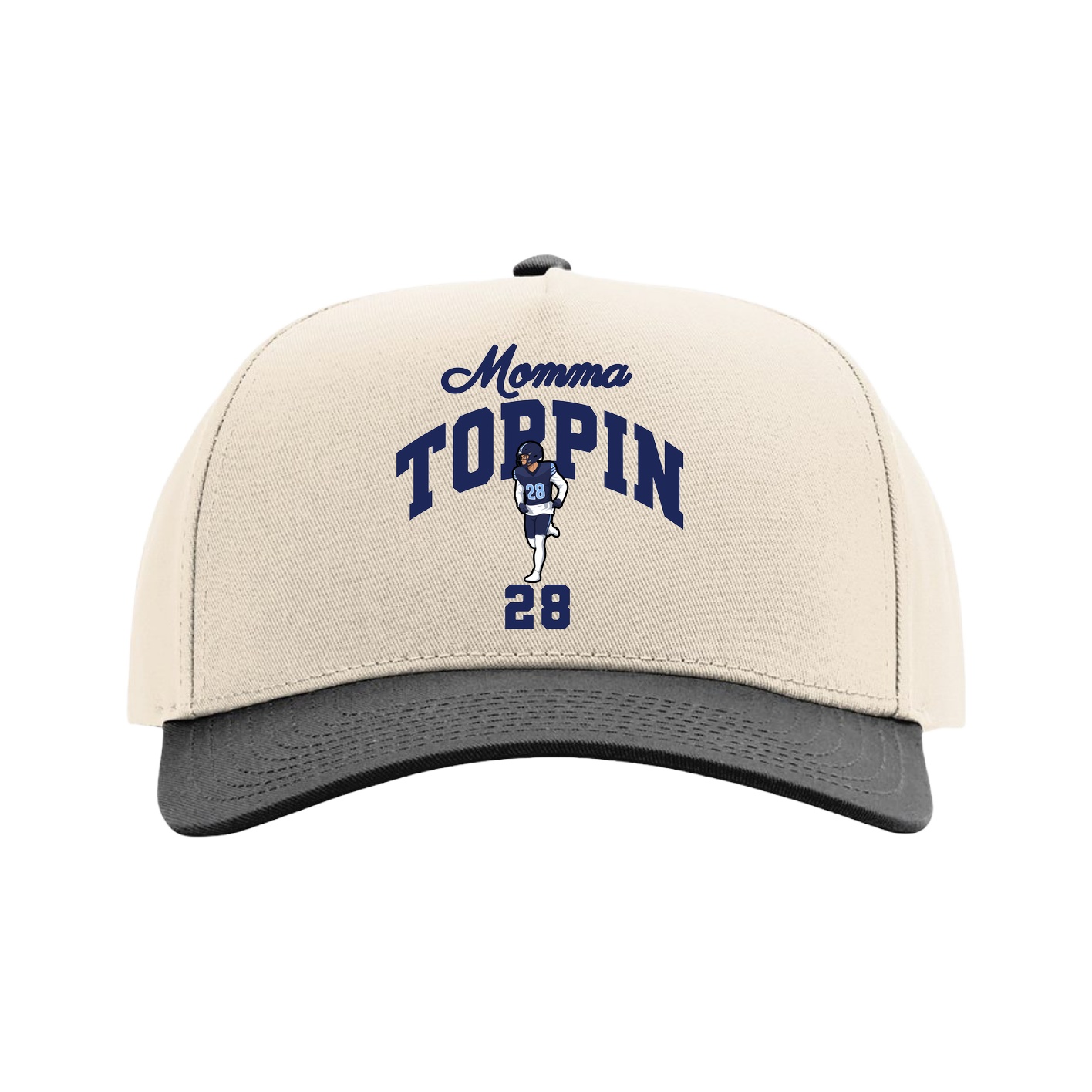 Full Fabric Five-Panel Champ Cap — Mothers Day Arch in Cream/Black