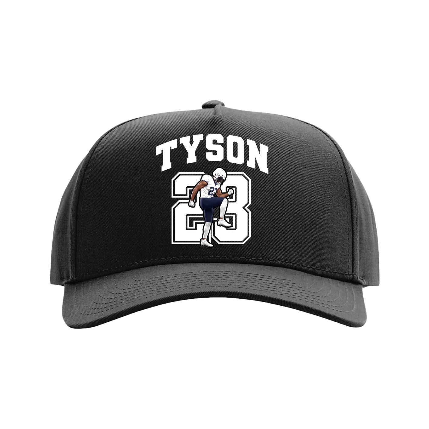 Full Fabric Five-Panel Champ Cap — Number in Black