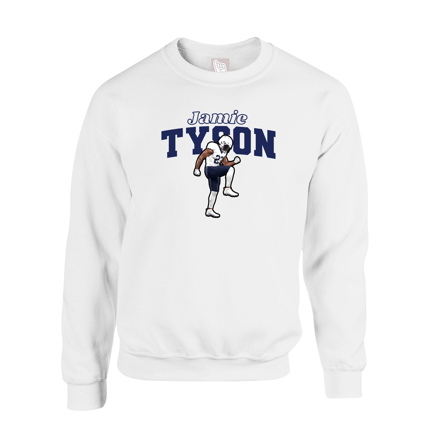 Fleece Crew — Name Arch in White