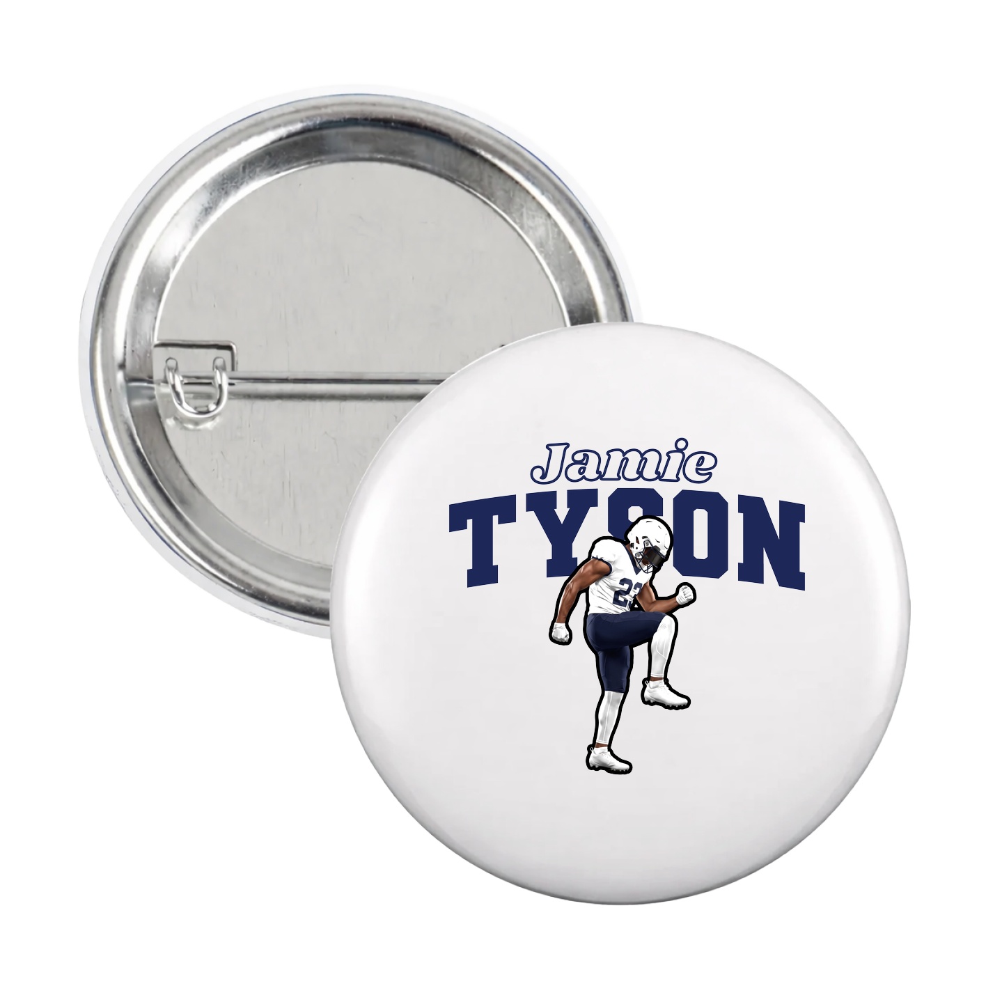 Game Day Button — Name Arch in White