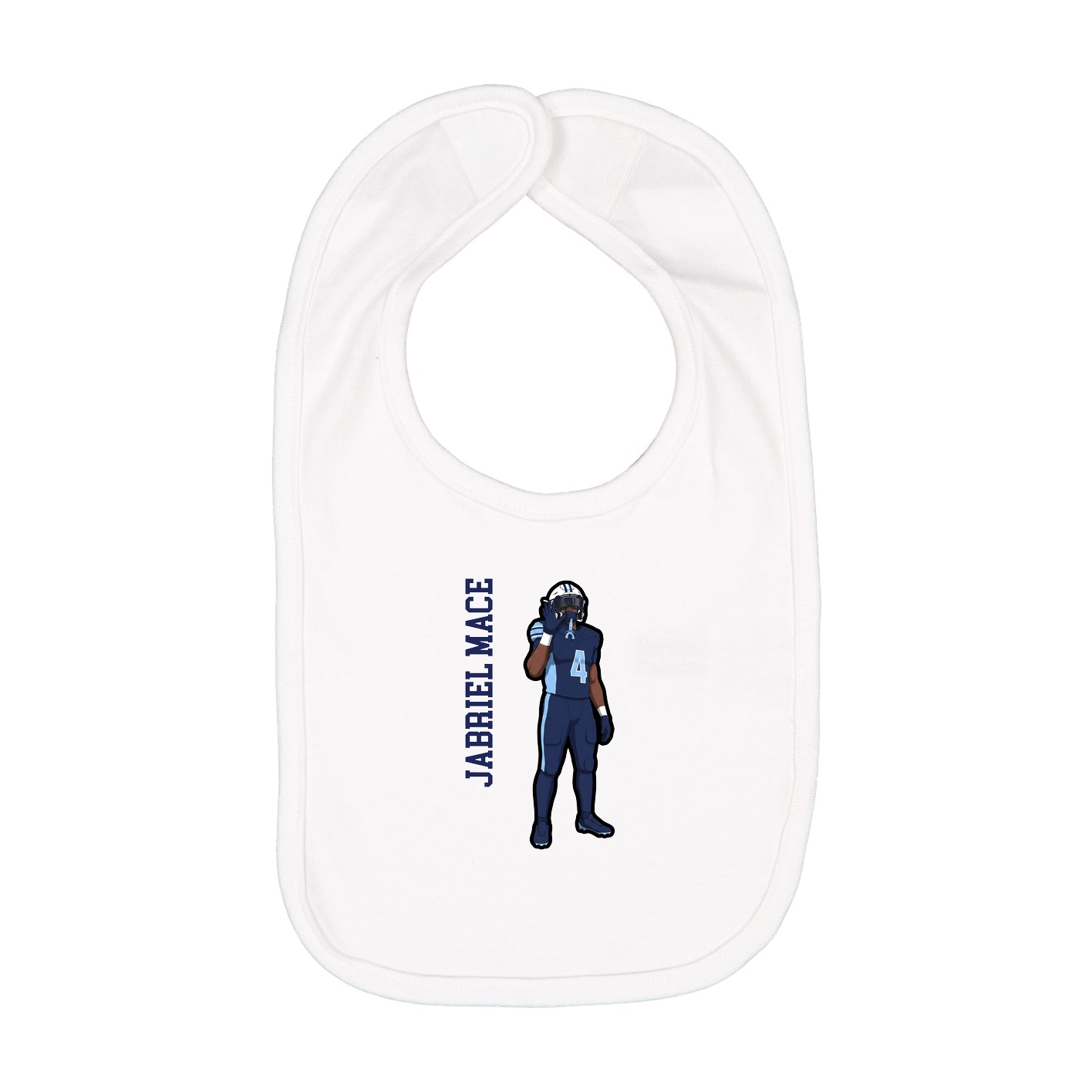 Infant Bib — Name Vertical in White
