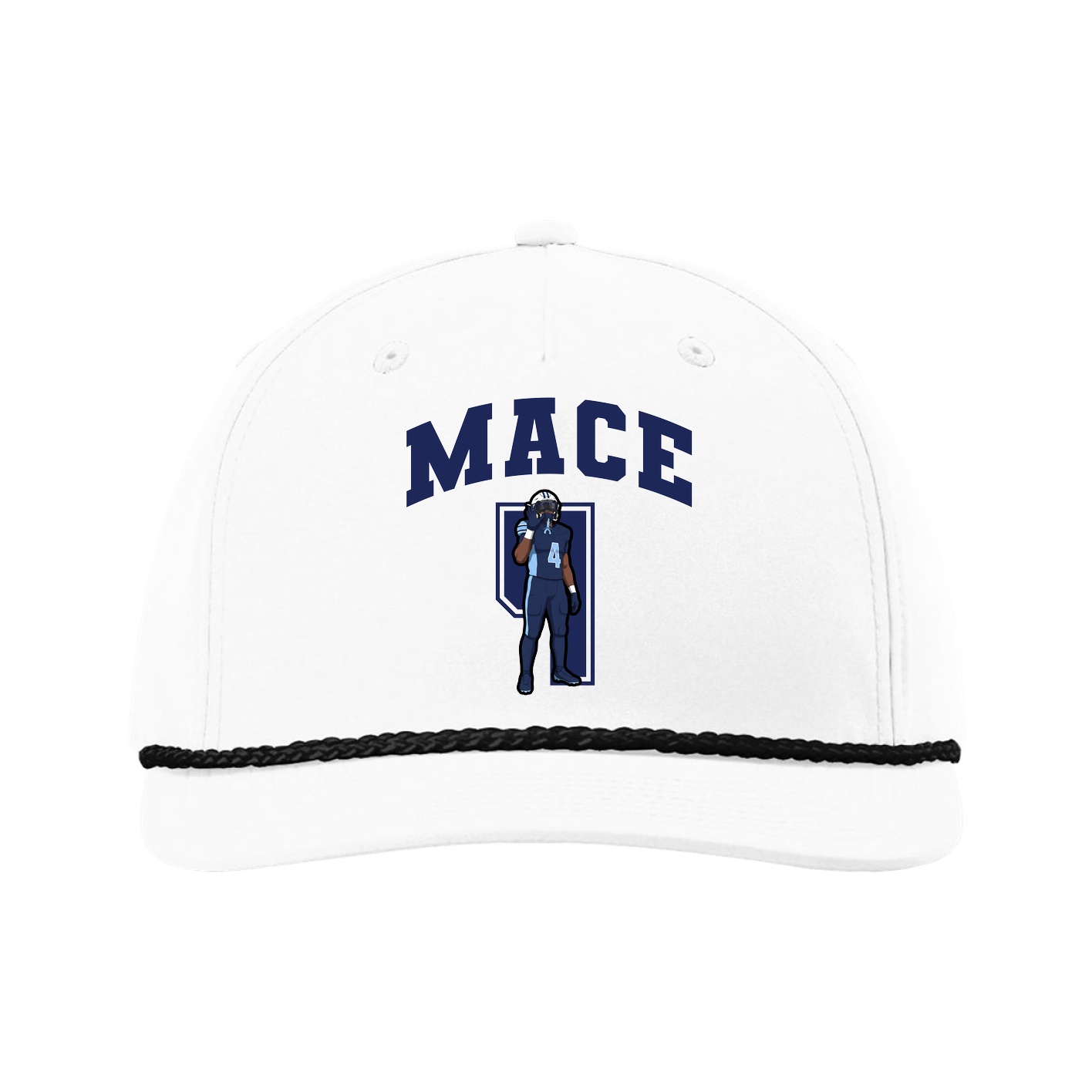 Five-Panel Classic Rope Cap — Number in White