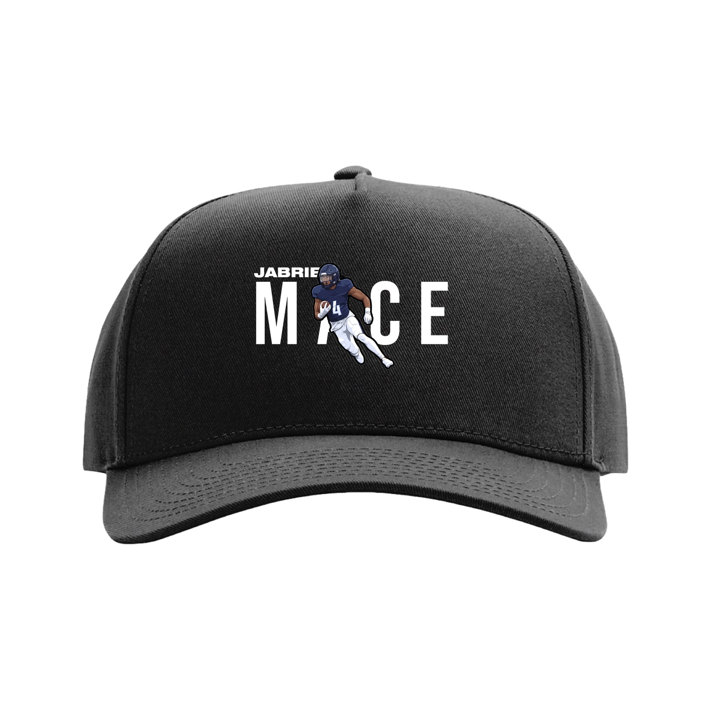 Full Fabric Five-Panel Champ Cap — Player Name in Black
