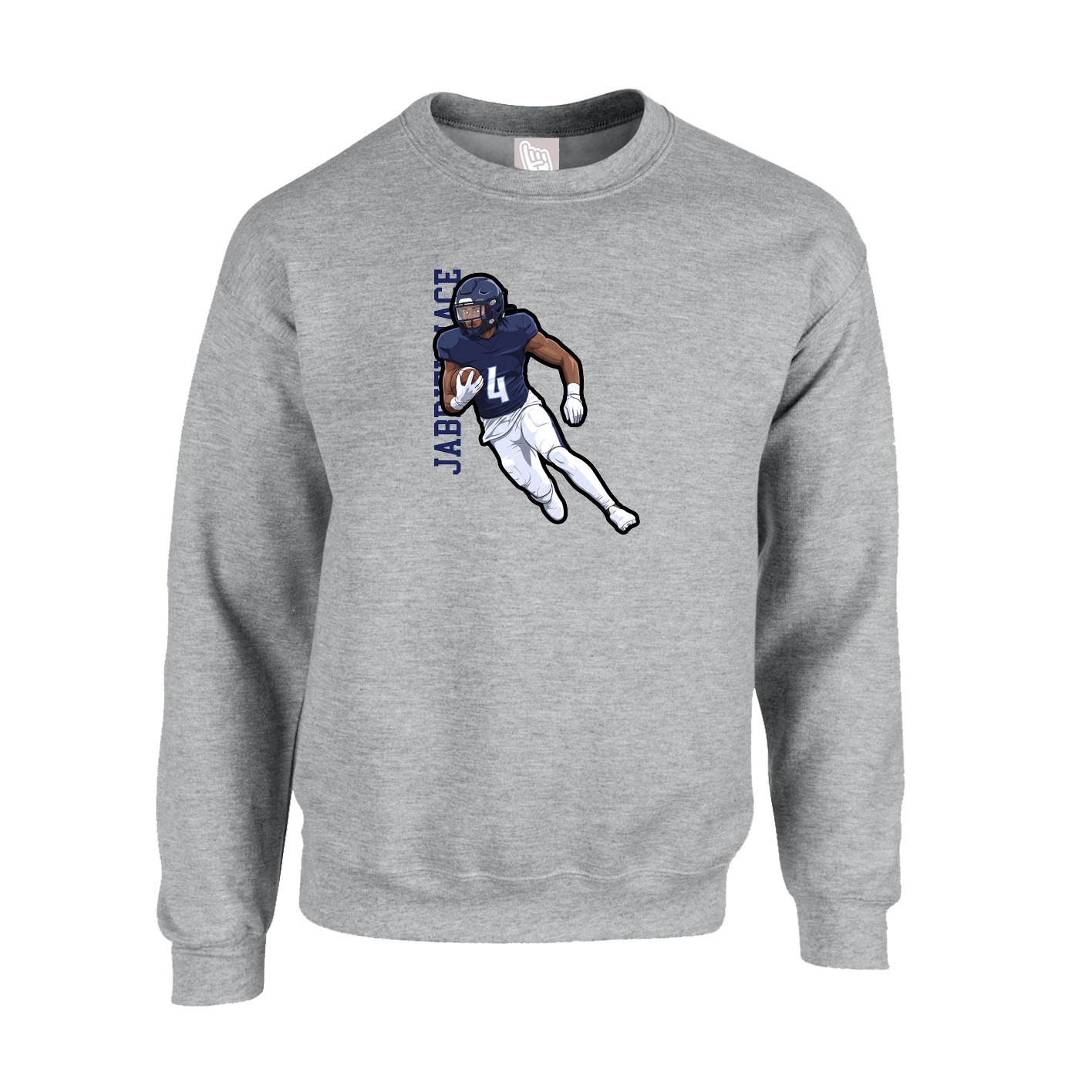 Fleece Crew — Name Vertical in Grey