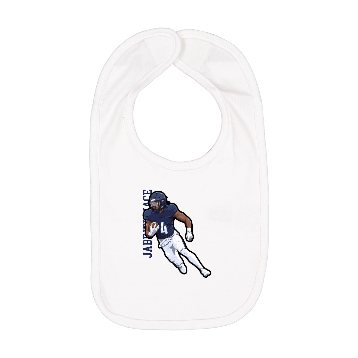 Infant Bib — Name Vertical in White
