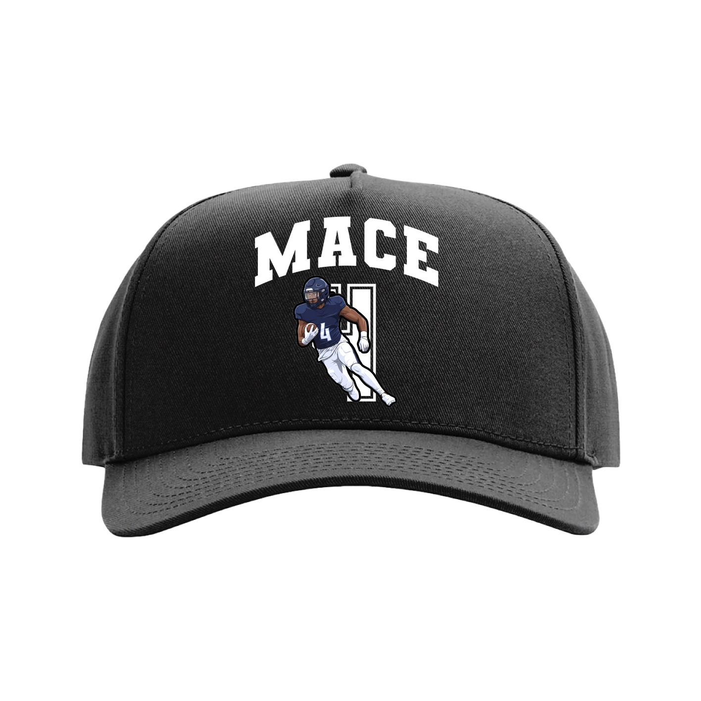 Full Fabric Five-Panel Champ Cap — Number in Black