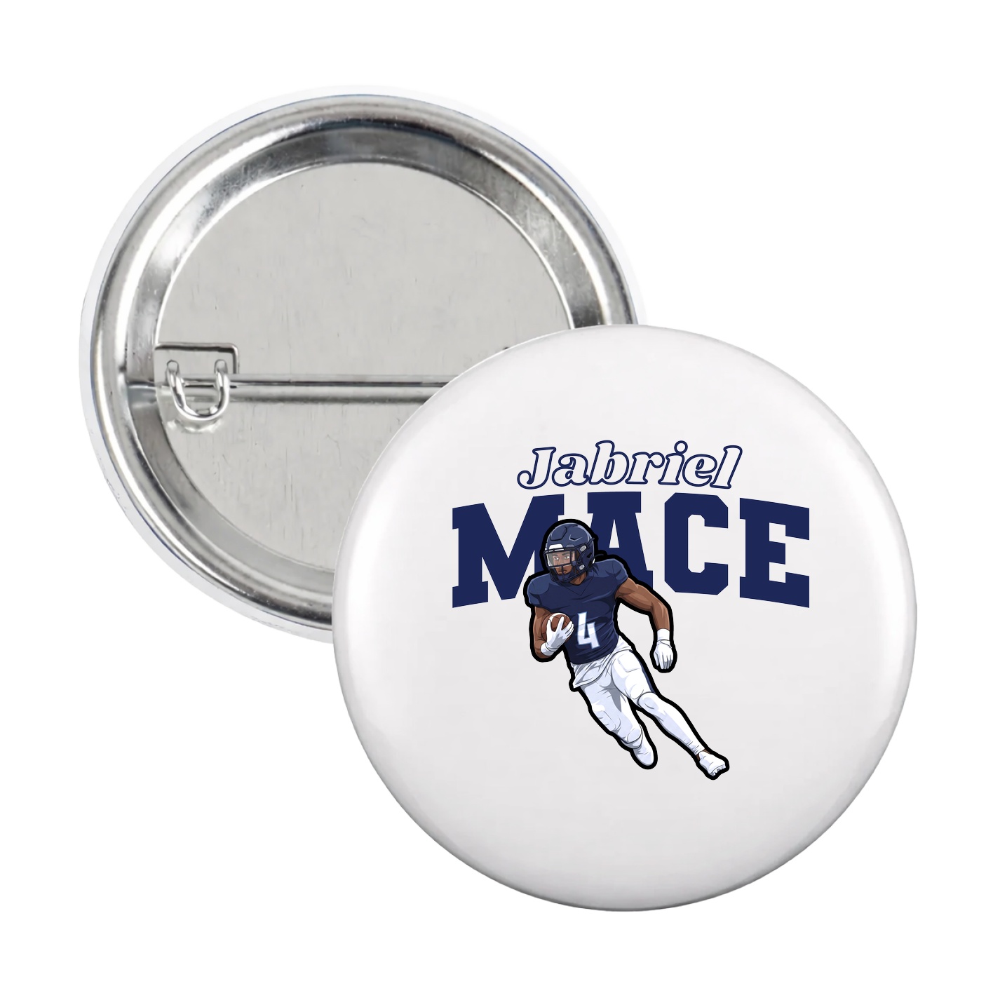 Game Day Button — Name Arch in White