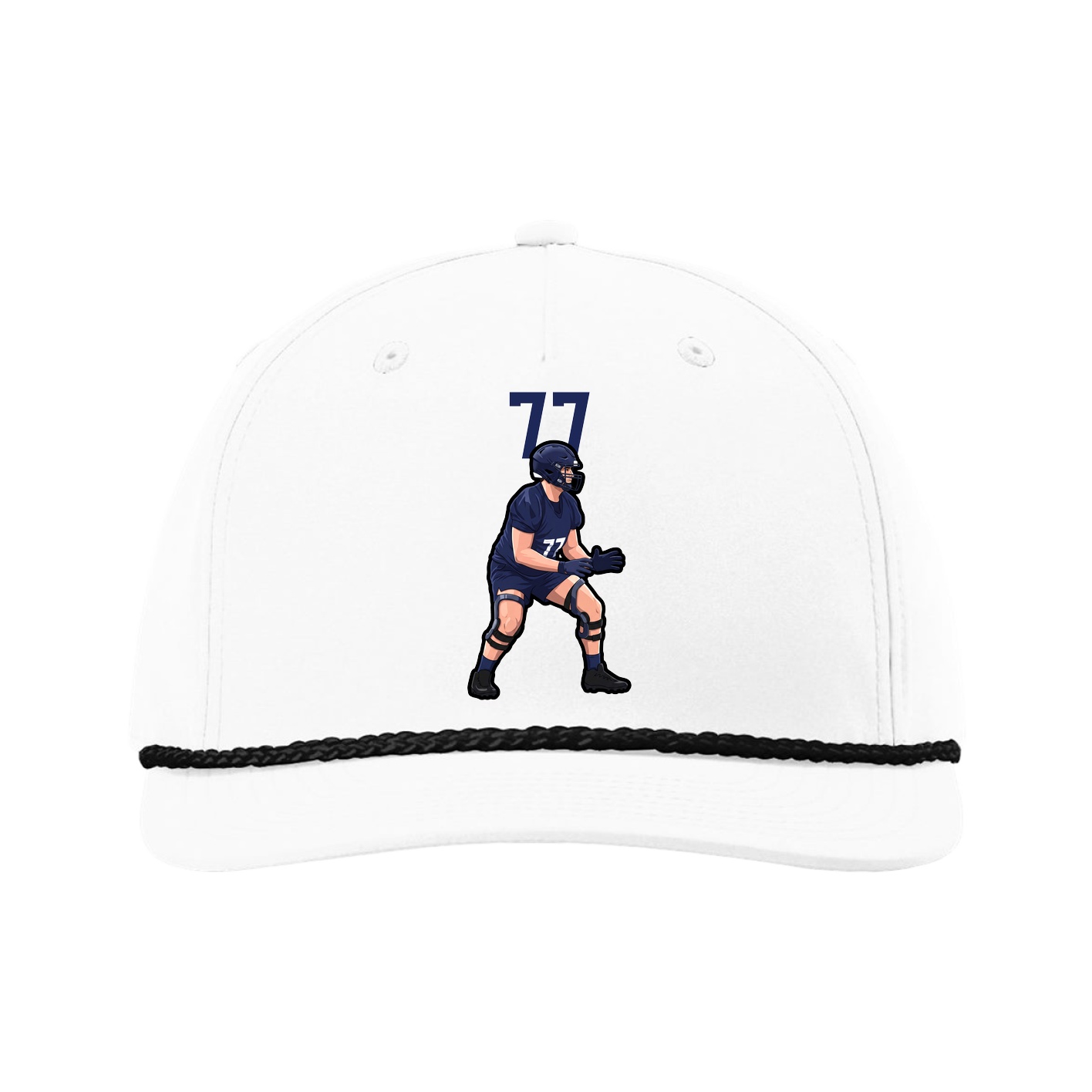 Five-Panel Classic Rope Cap — Number Top in White