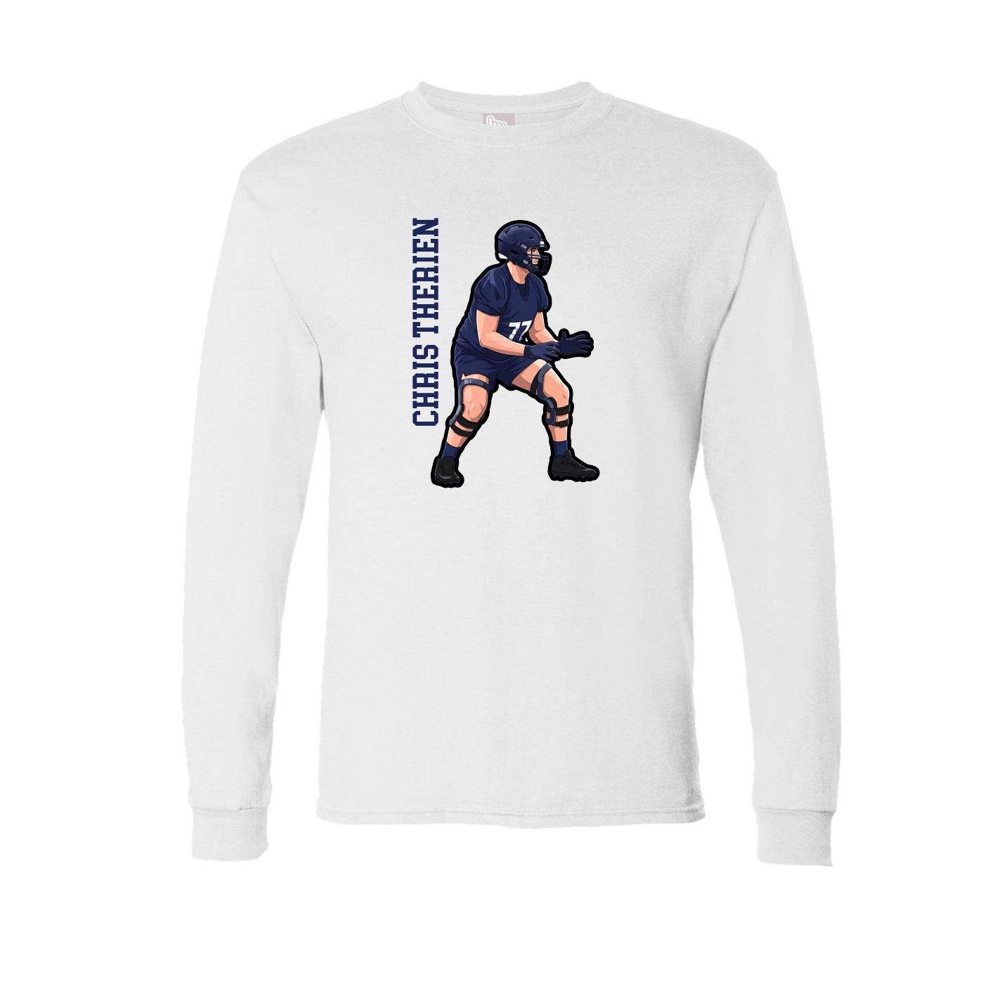 Long Sleeve Tee — Name Vertical in White
