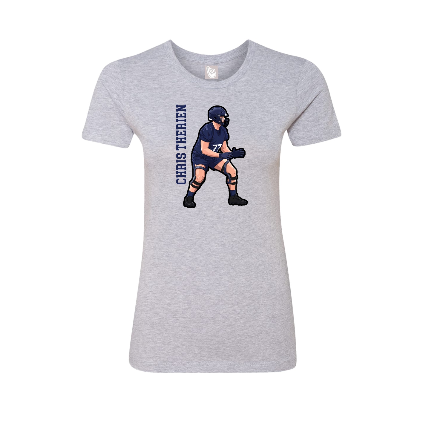 Fitted Women's Tee — Name Vertical in Grey