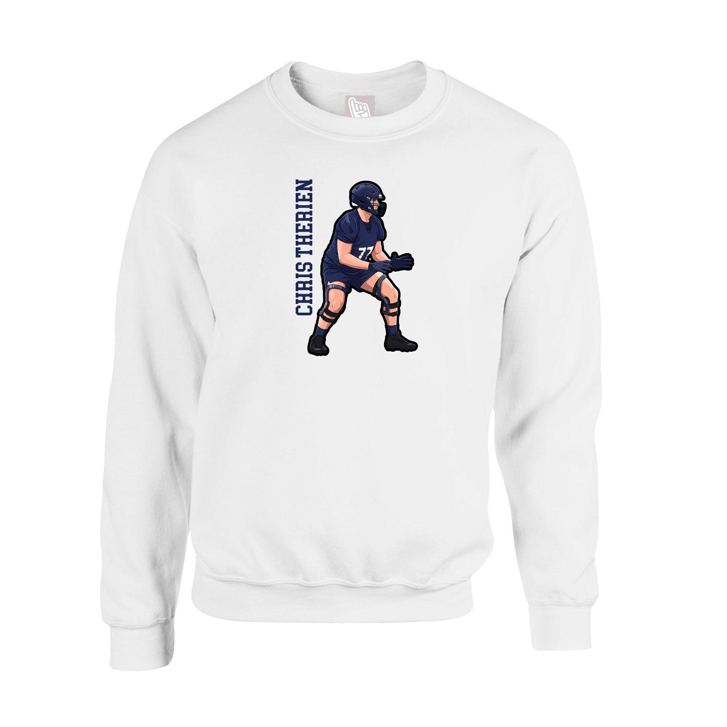 Fleece Crew — Name Vertical in White