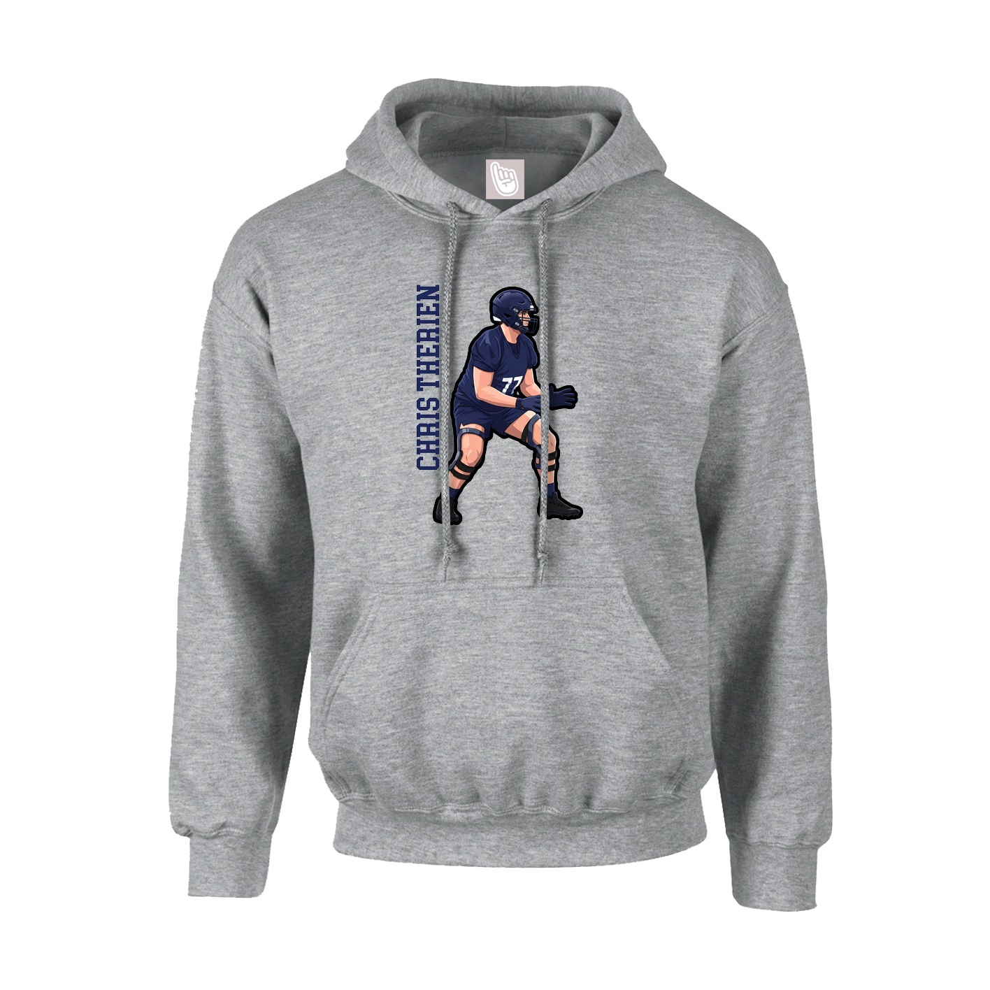 Youth Hoodie — Name Vertical in Grey