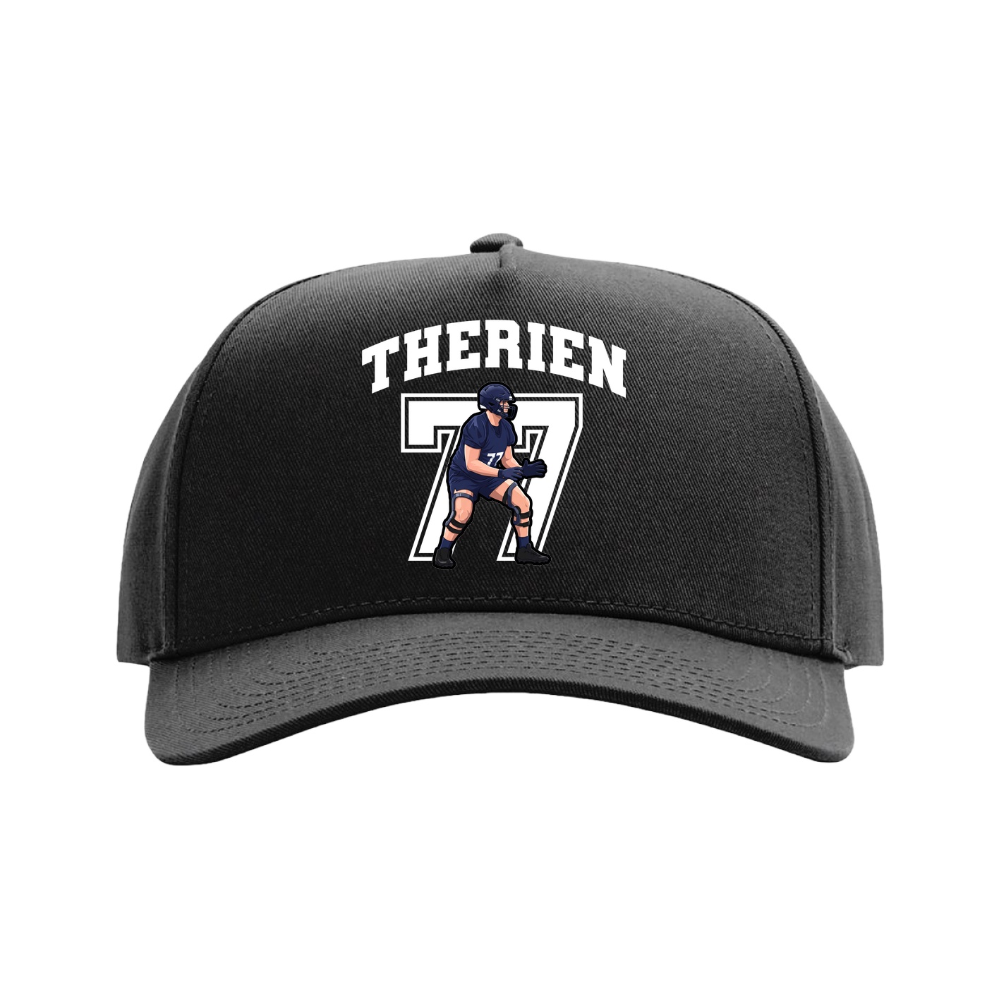 Full Fabric Five-Panel Champ Cap — Number in Black