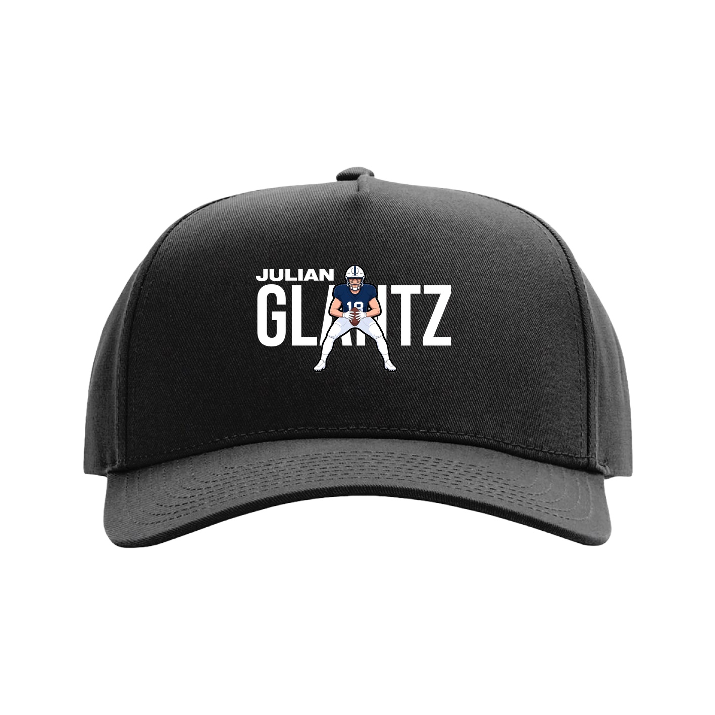 Full Fabric Five-Panel Champ Cap — Player Name in Black