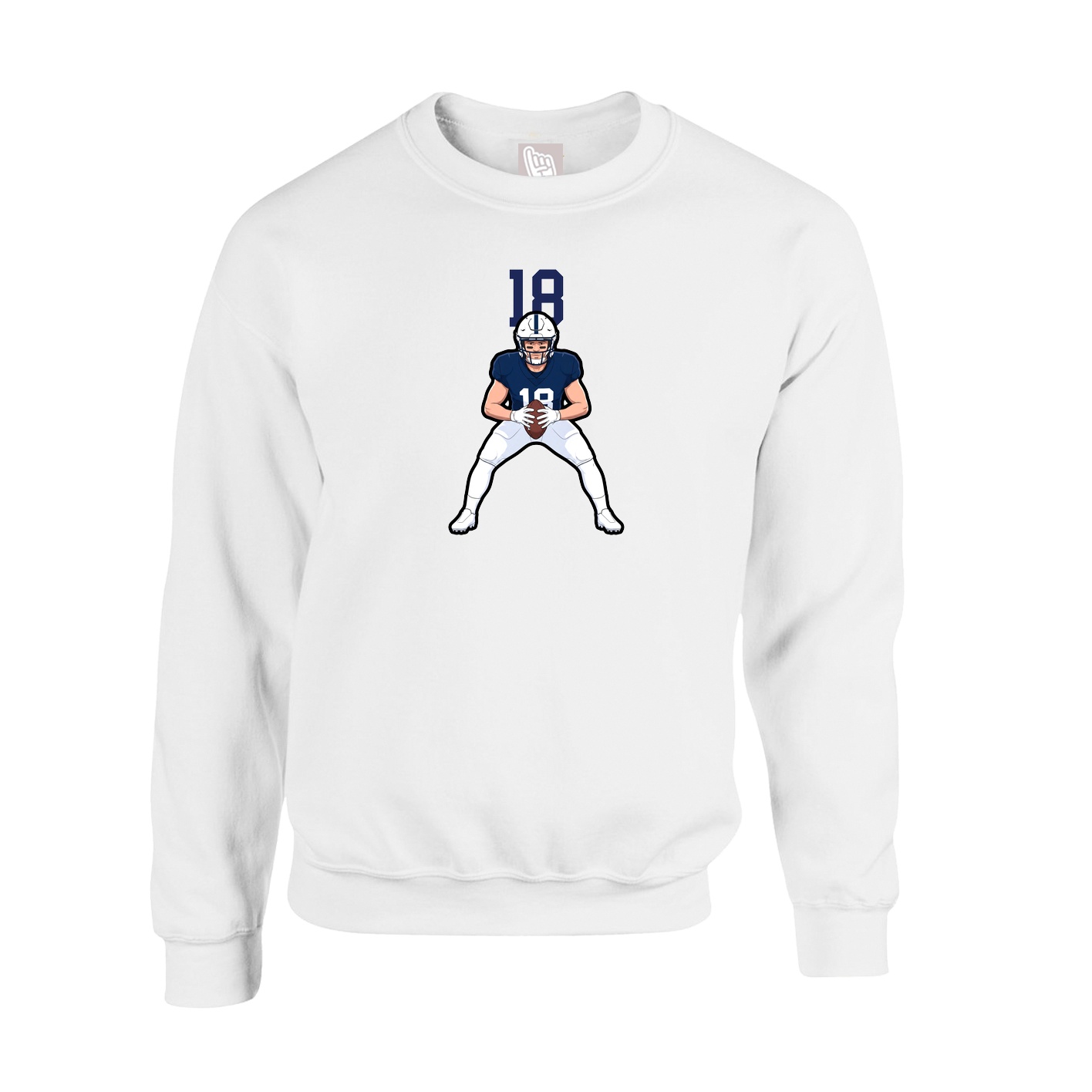 Fleece Crew — Number Top in White