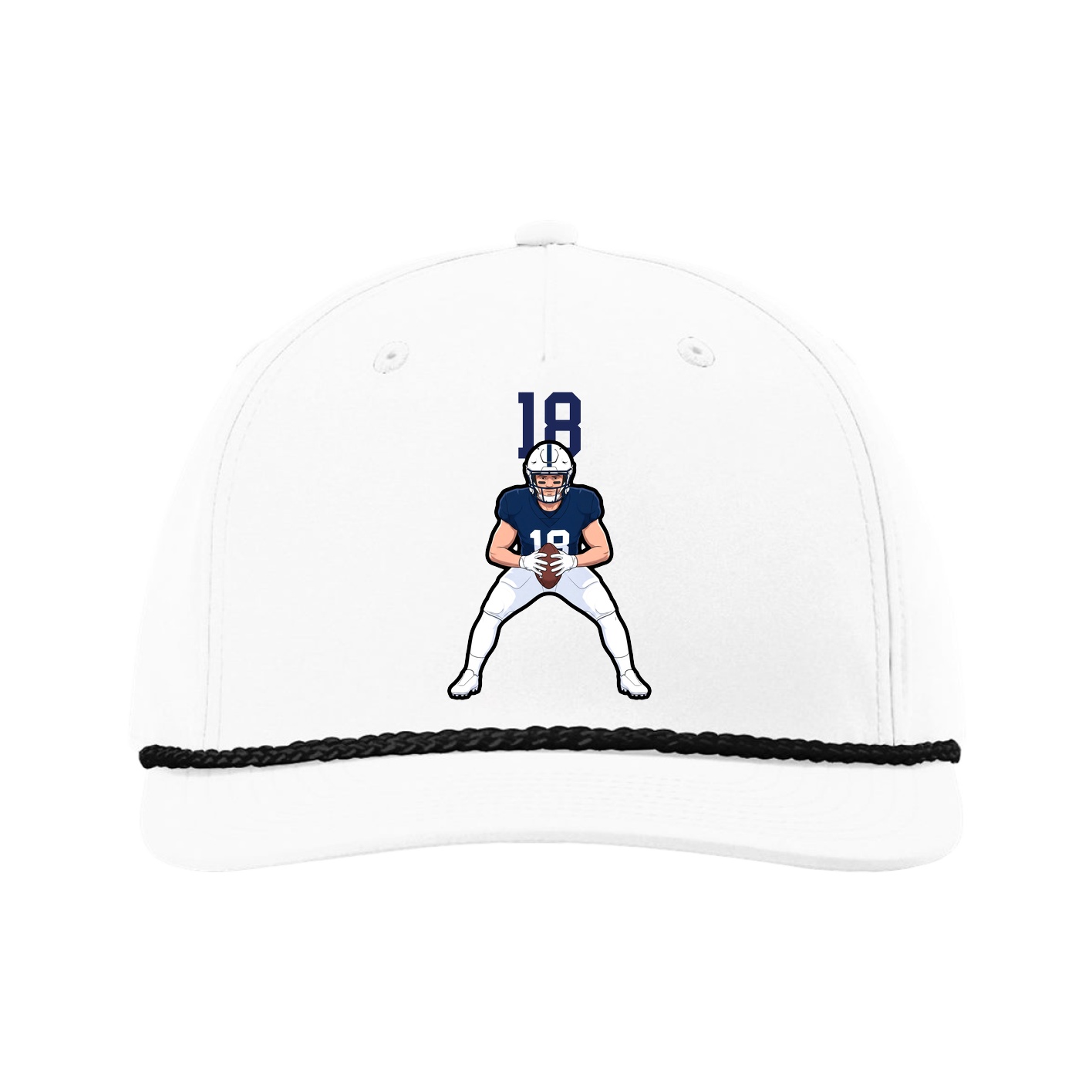 Five-Panel Classic Rope Cap — Number Top in White