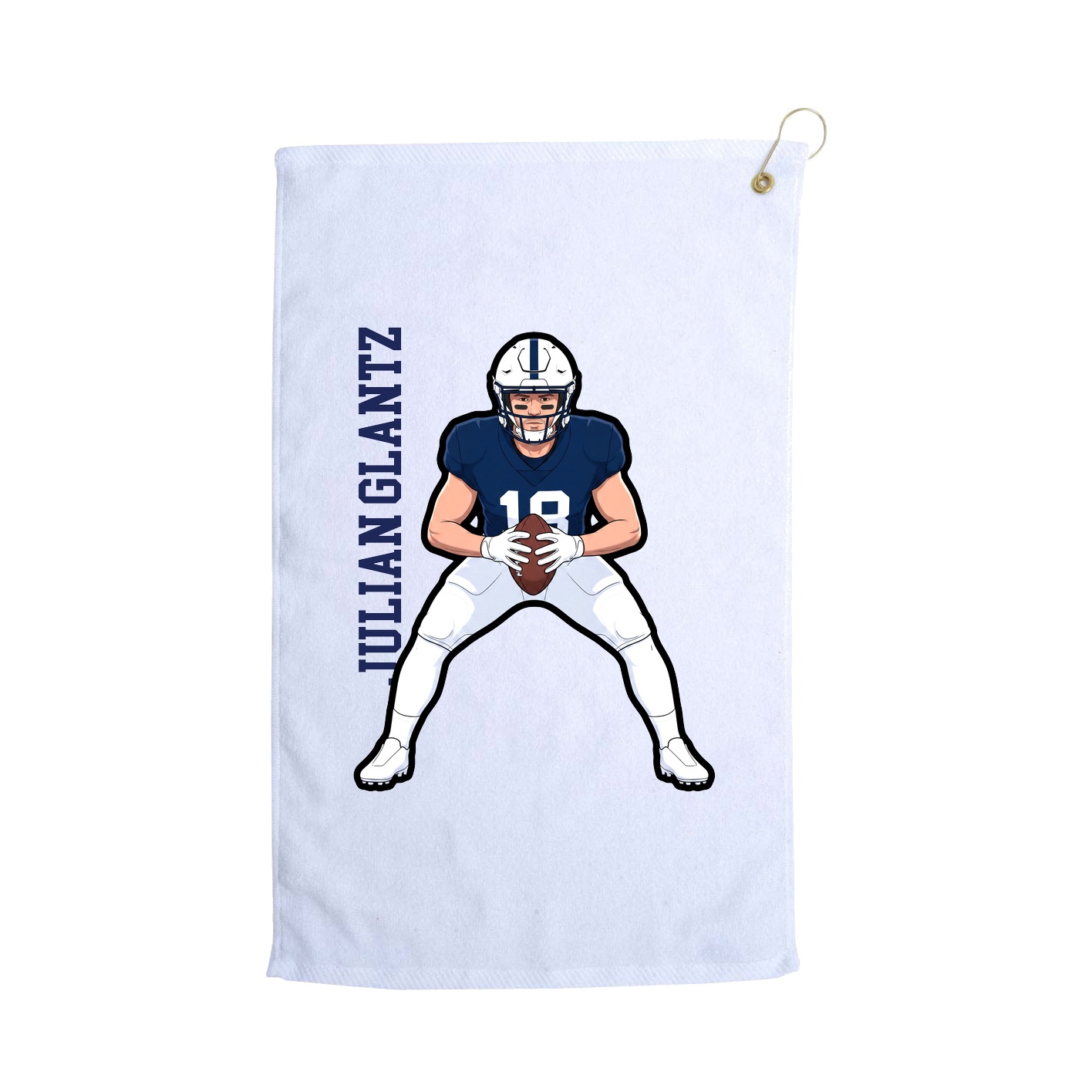 Golf Towel — Name Vertical in White