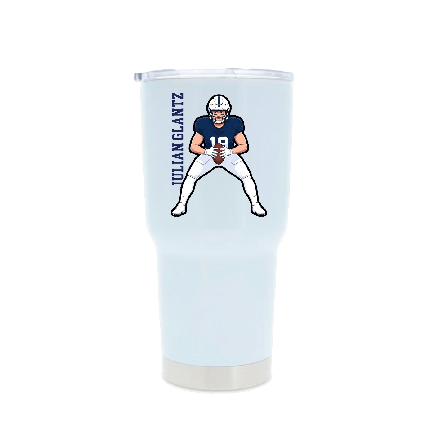 30oz Stainless Steel Tumbler — Name Vertical in White