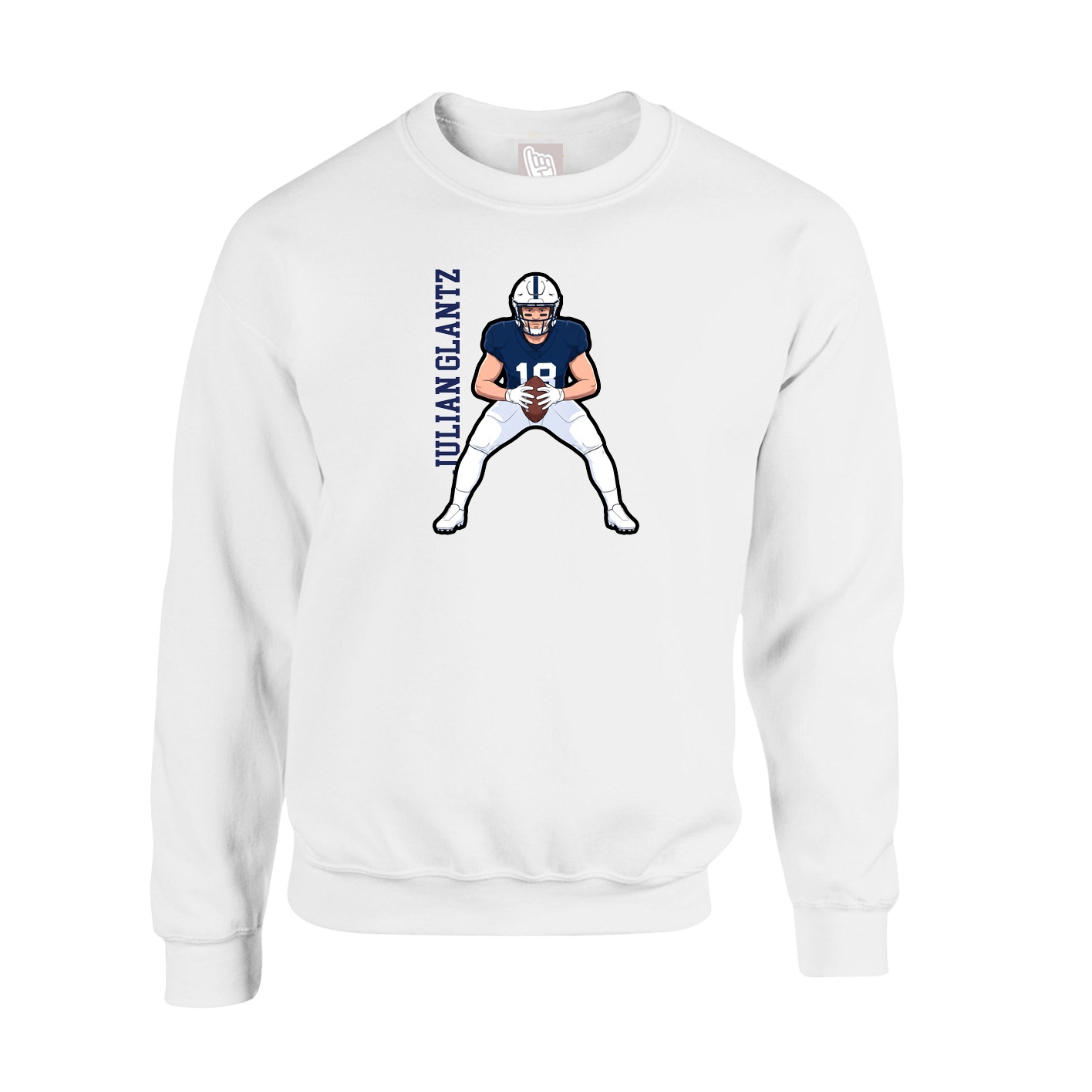Fleece Crew — Name Vertical in White