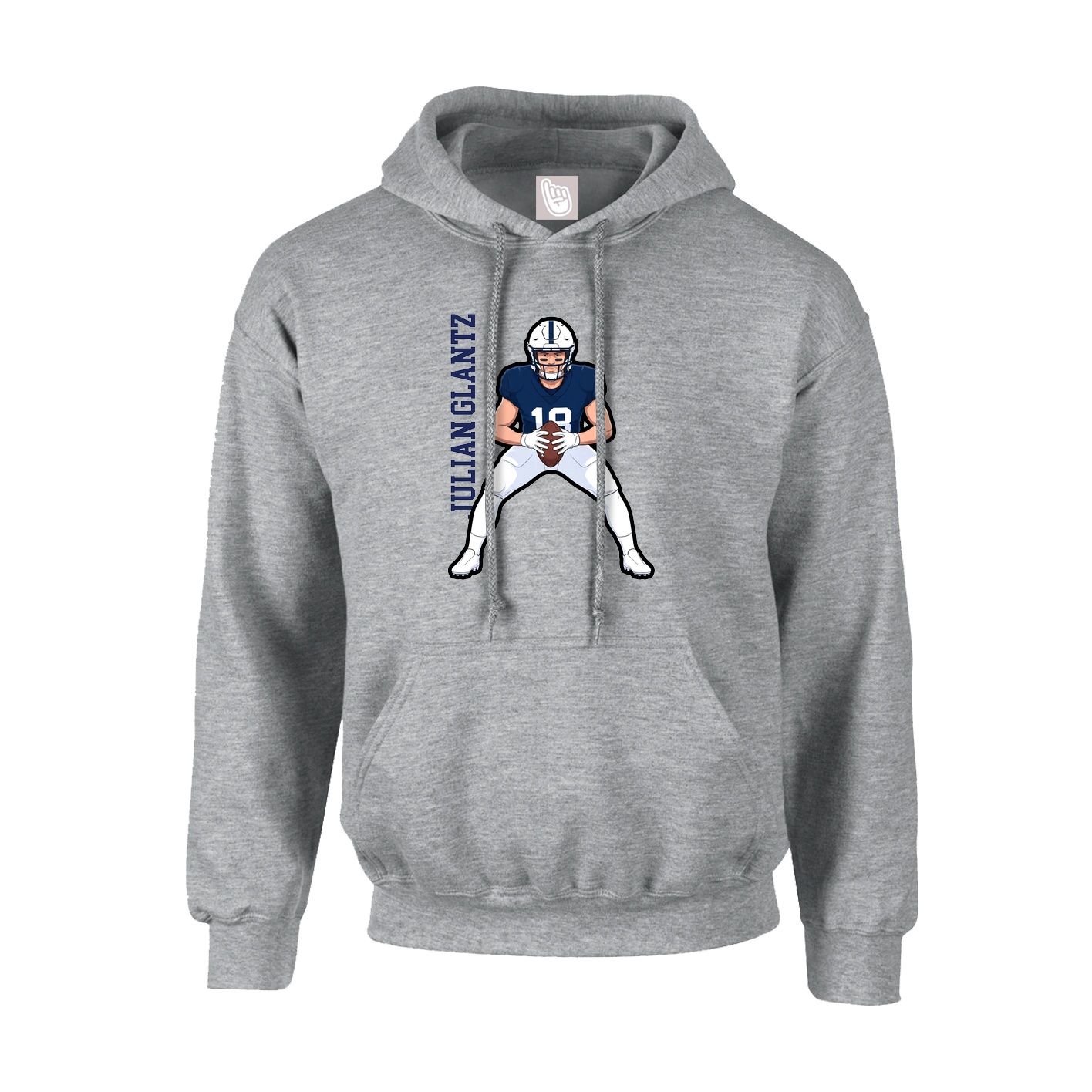 Youth Hoodie — Name Vertical in Grey