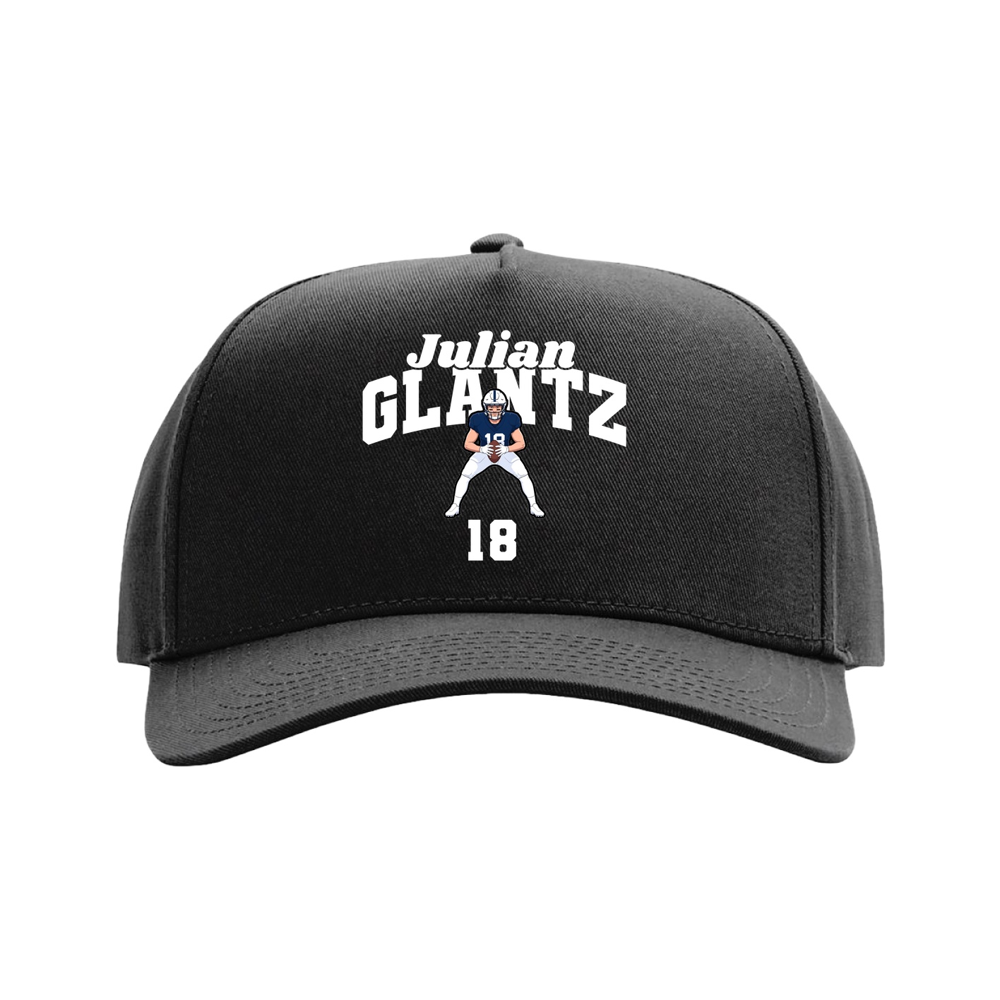 Full Fabric Five-Panel Champ Cap — Signature Arch in Black