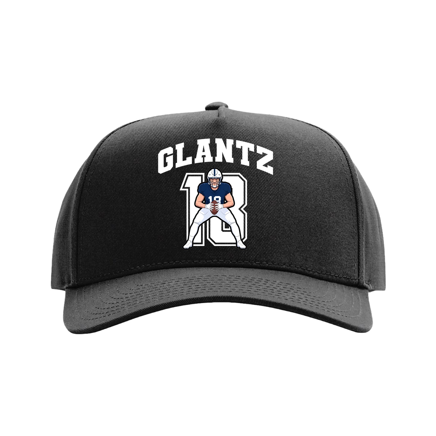Full Fabric Five-Panel Champ Cap — Number in Black