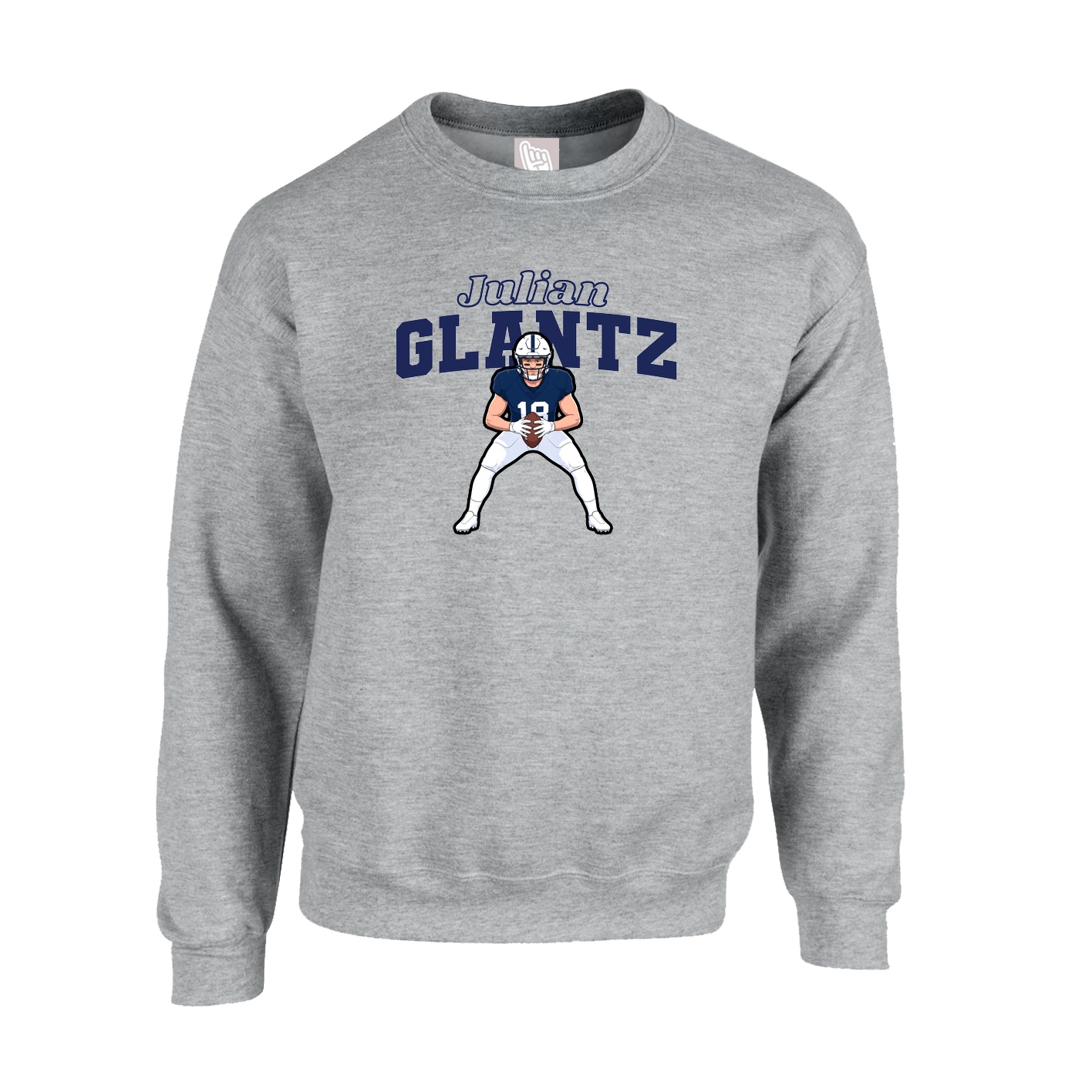 Fleece Crew — Name Arch in Grey