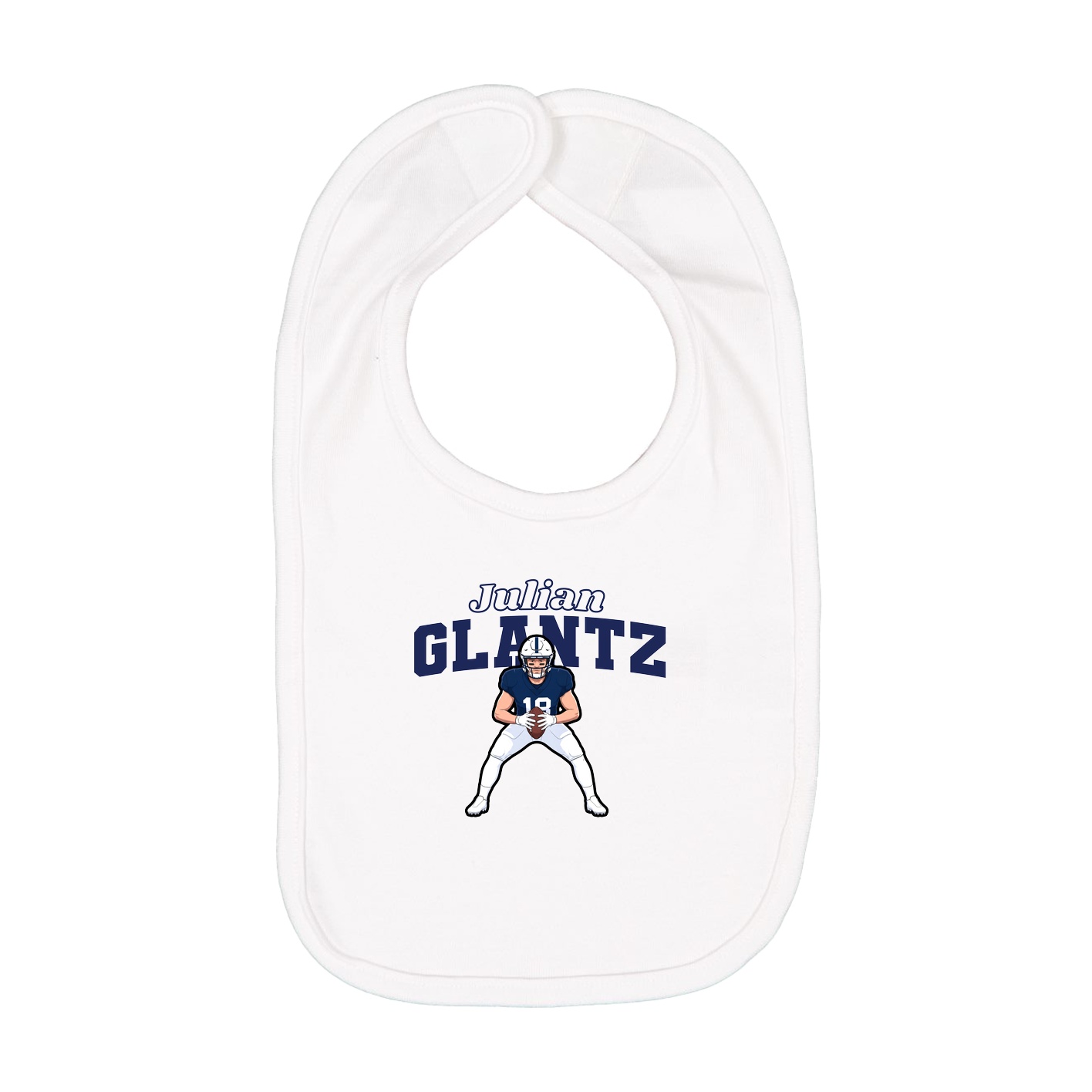 Infant Bib — Name Arch in White