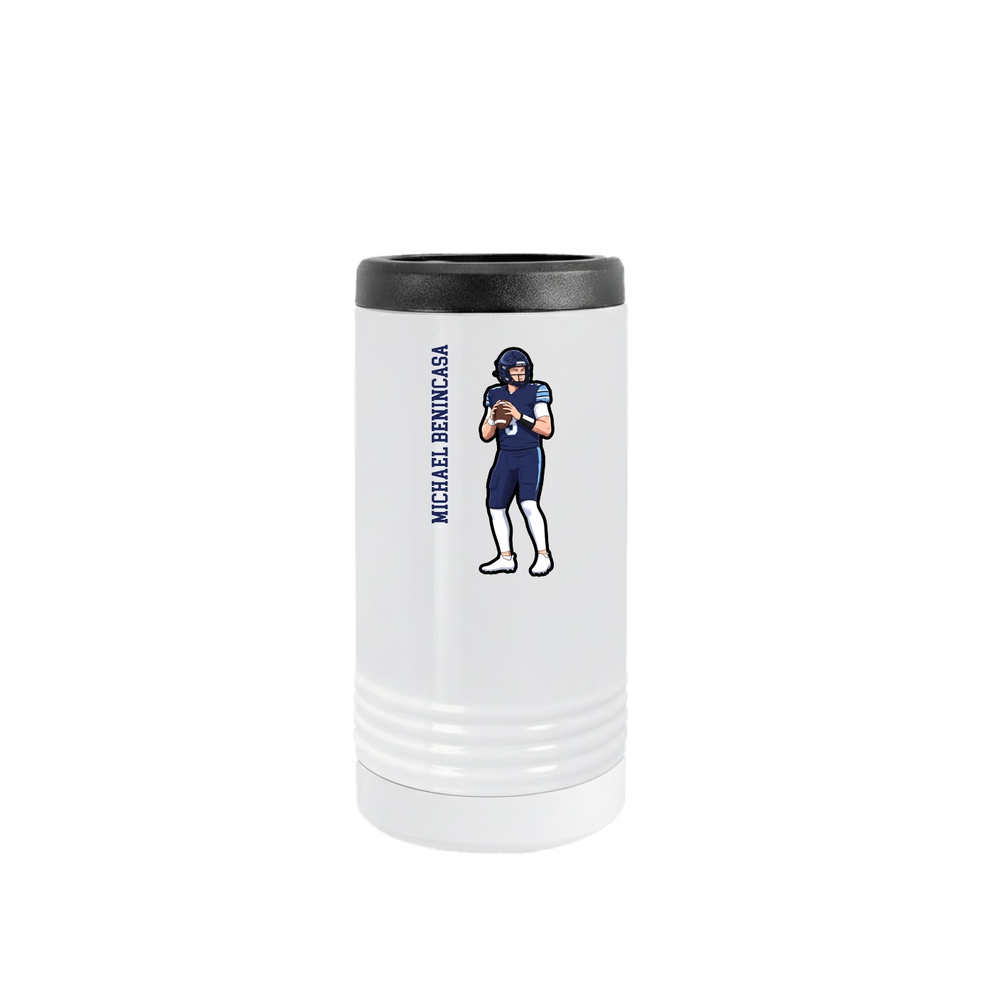 Slim Beverage Holder — Name Vertical in White