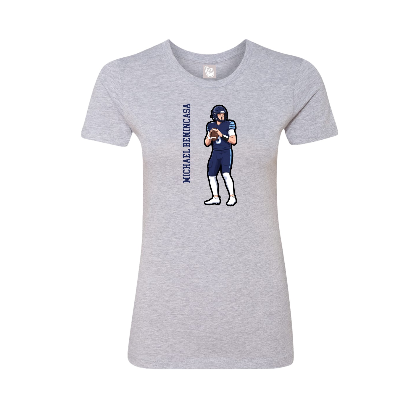 Womens Tee — Name Vertical in Grey